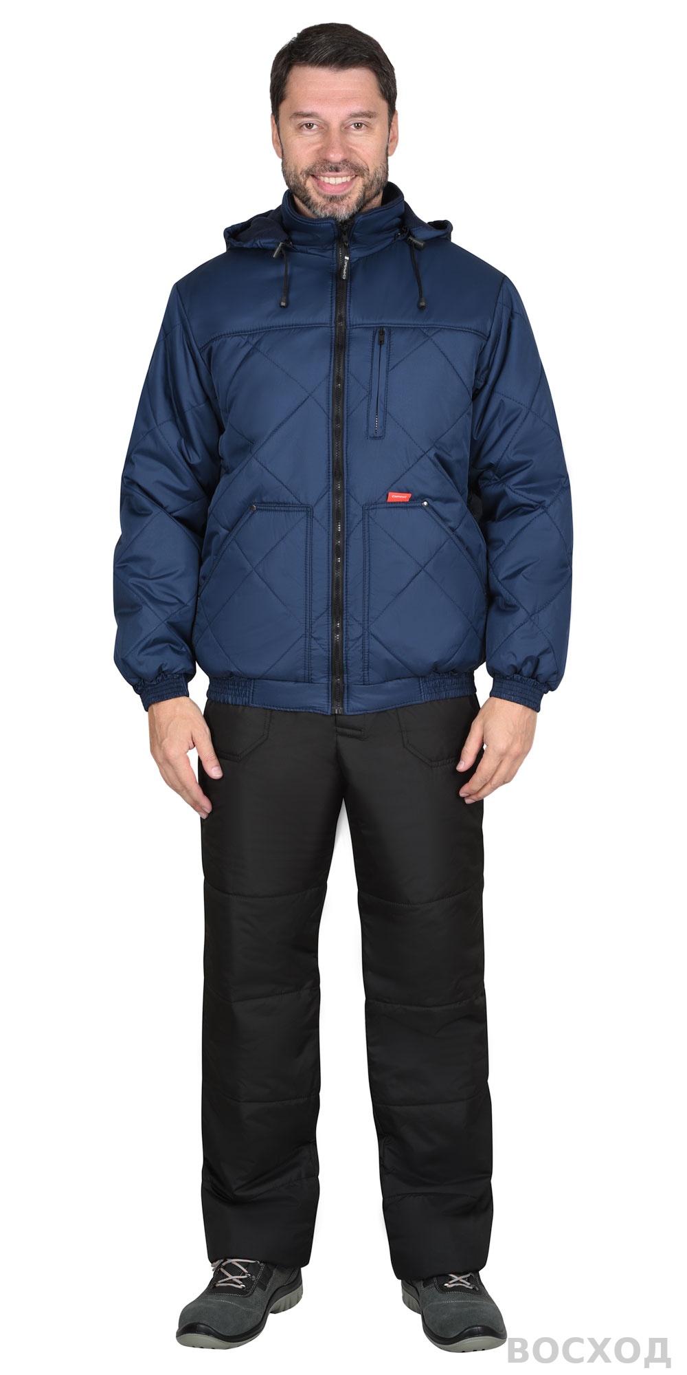 Куртка СИРИУС-ПРАГА-ЛЮКС короткая с капюшоном, темно-синяя