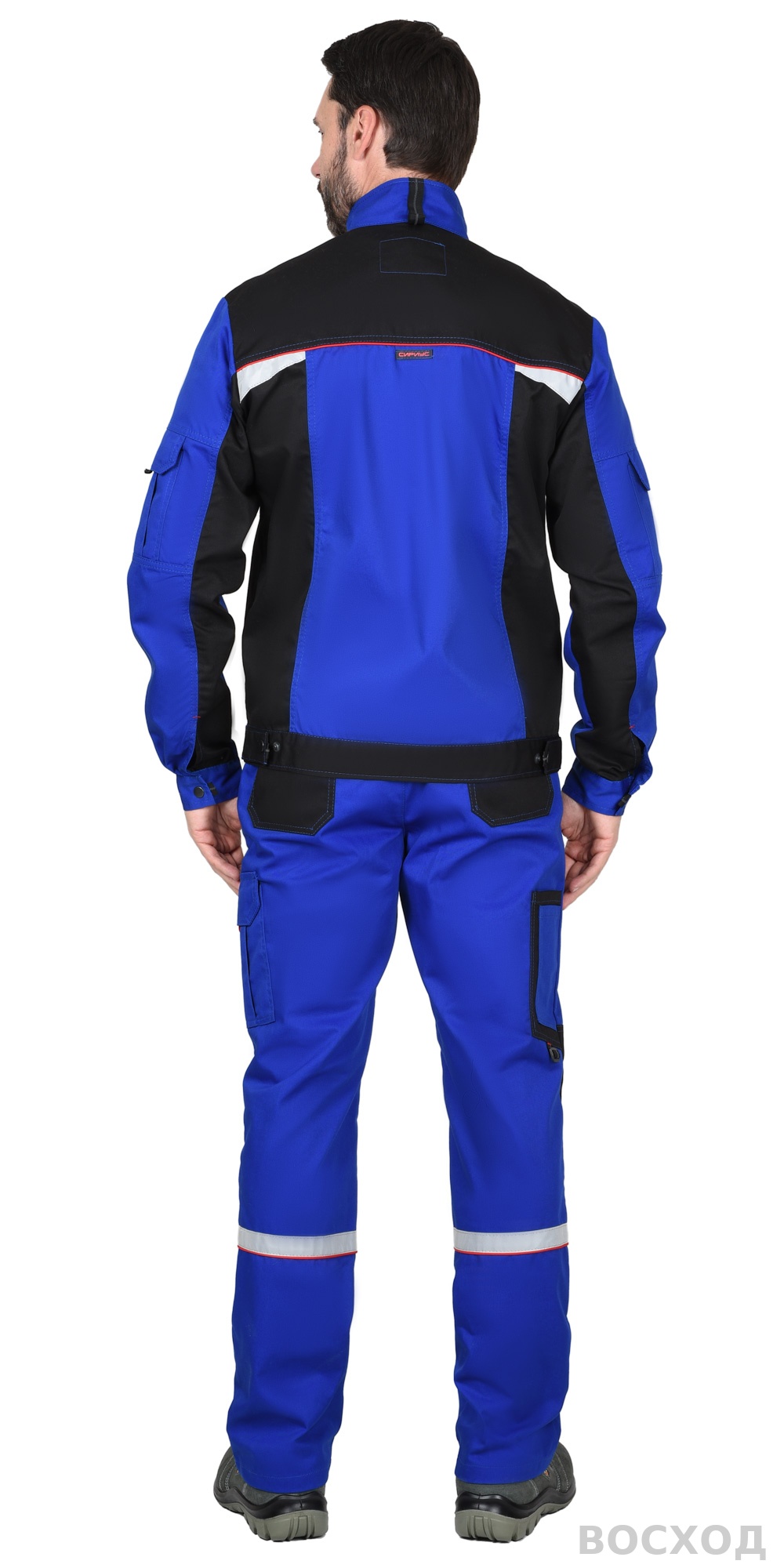 Костюм СИРИУС-СТАН куртка, п/к с красной и черной отделкой