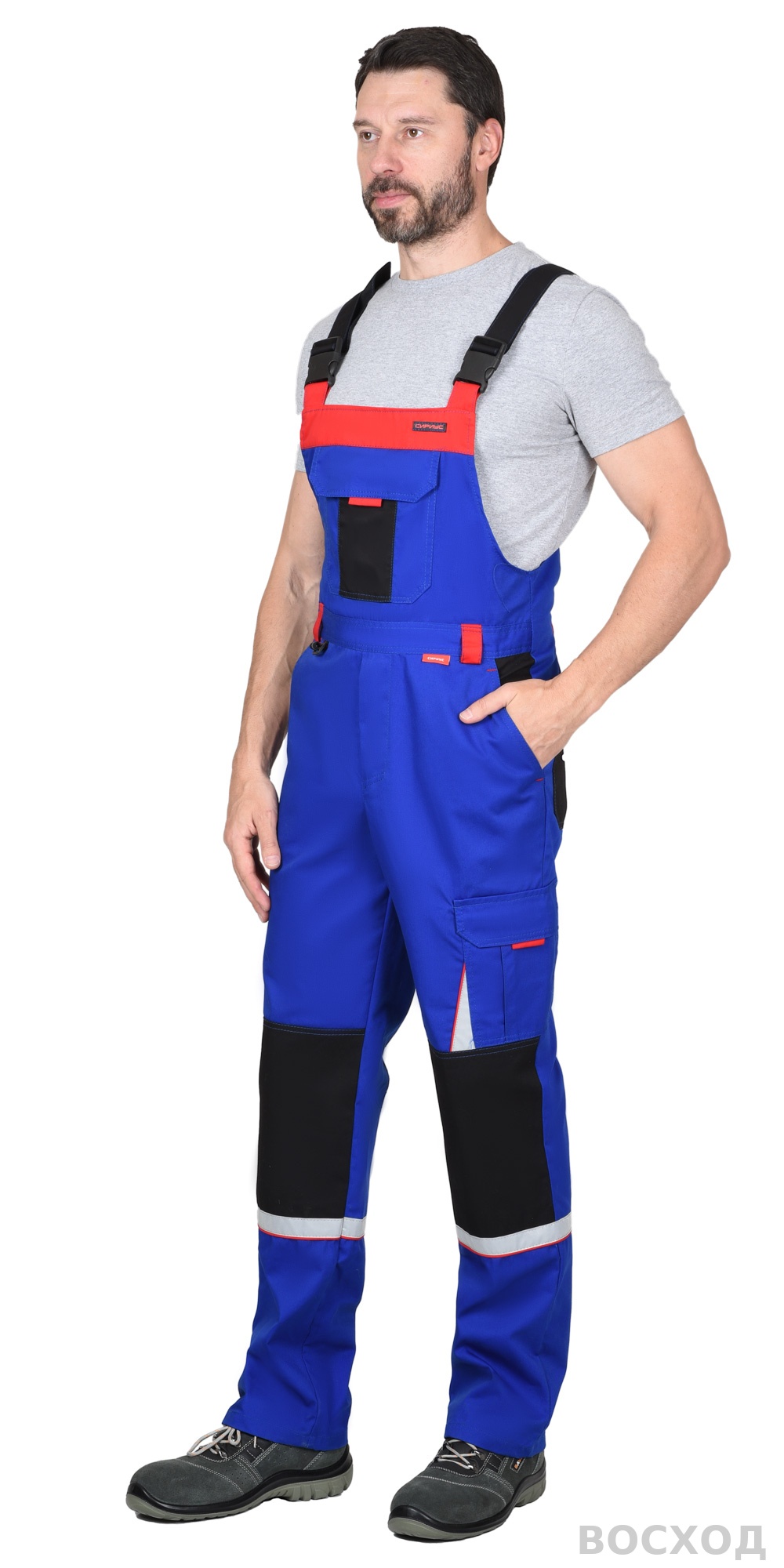 Костюм СИРИУС-СТАН куртка, п/к с красной и черной отделкой