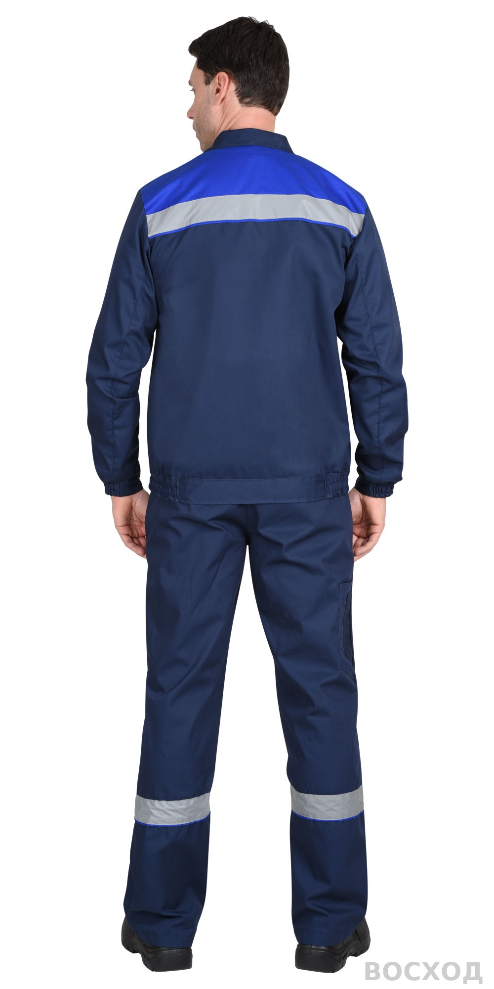 Костюм СИРИУС-МАСТЕР летний: куртка, полукомбинезон, темно- с васильковой отделкой