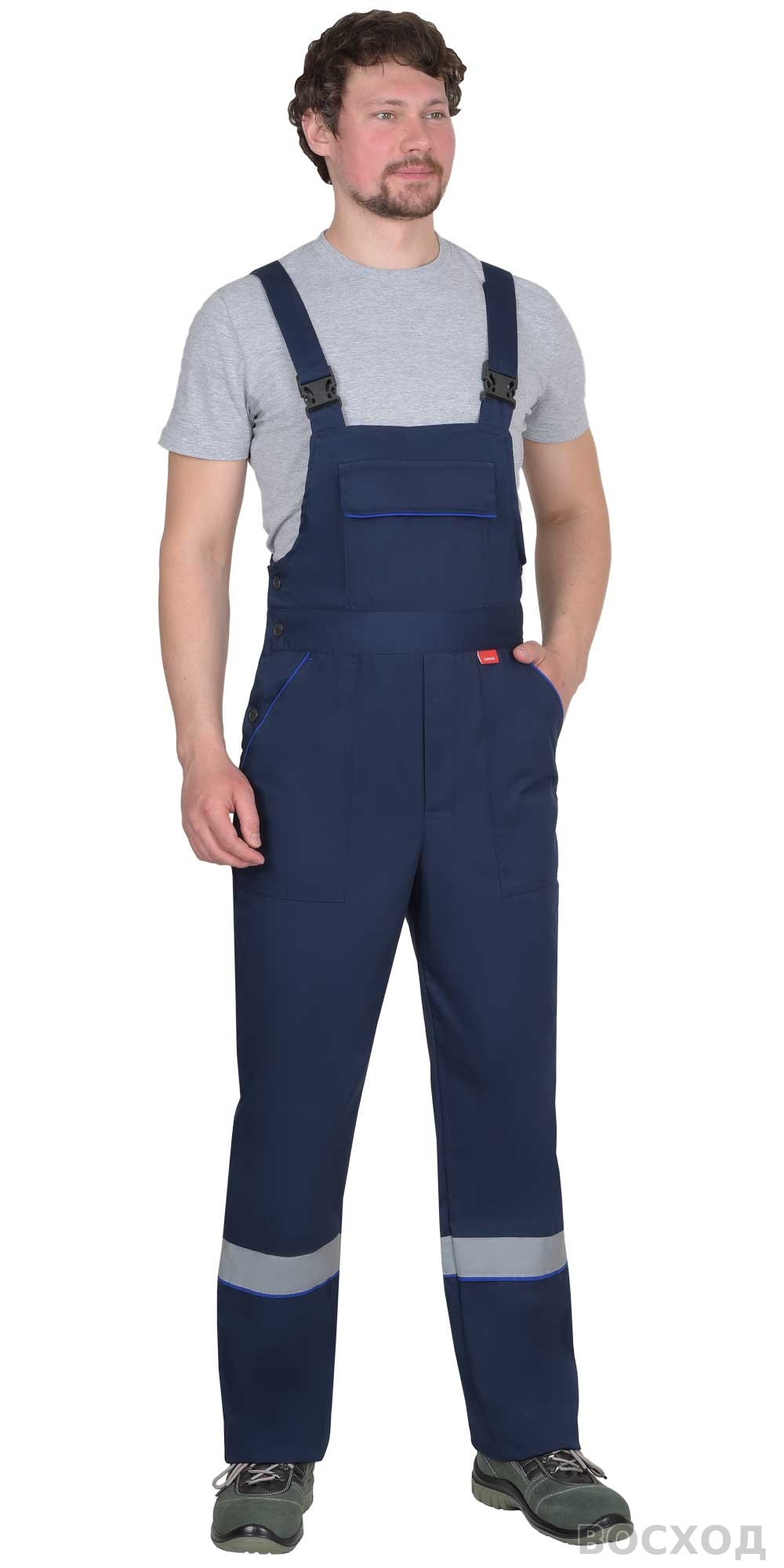 Костюм СИРИУС-МАСТЕР-РОСС куртка кор., п/к, тёмно- с васильковым и СОП