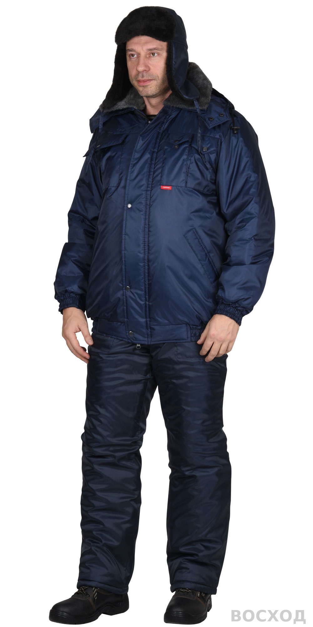 Шапка-ушанка СИРИУС-ЛЮКС синяя (тк. Оксфорд)