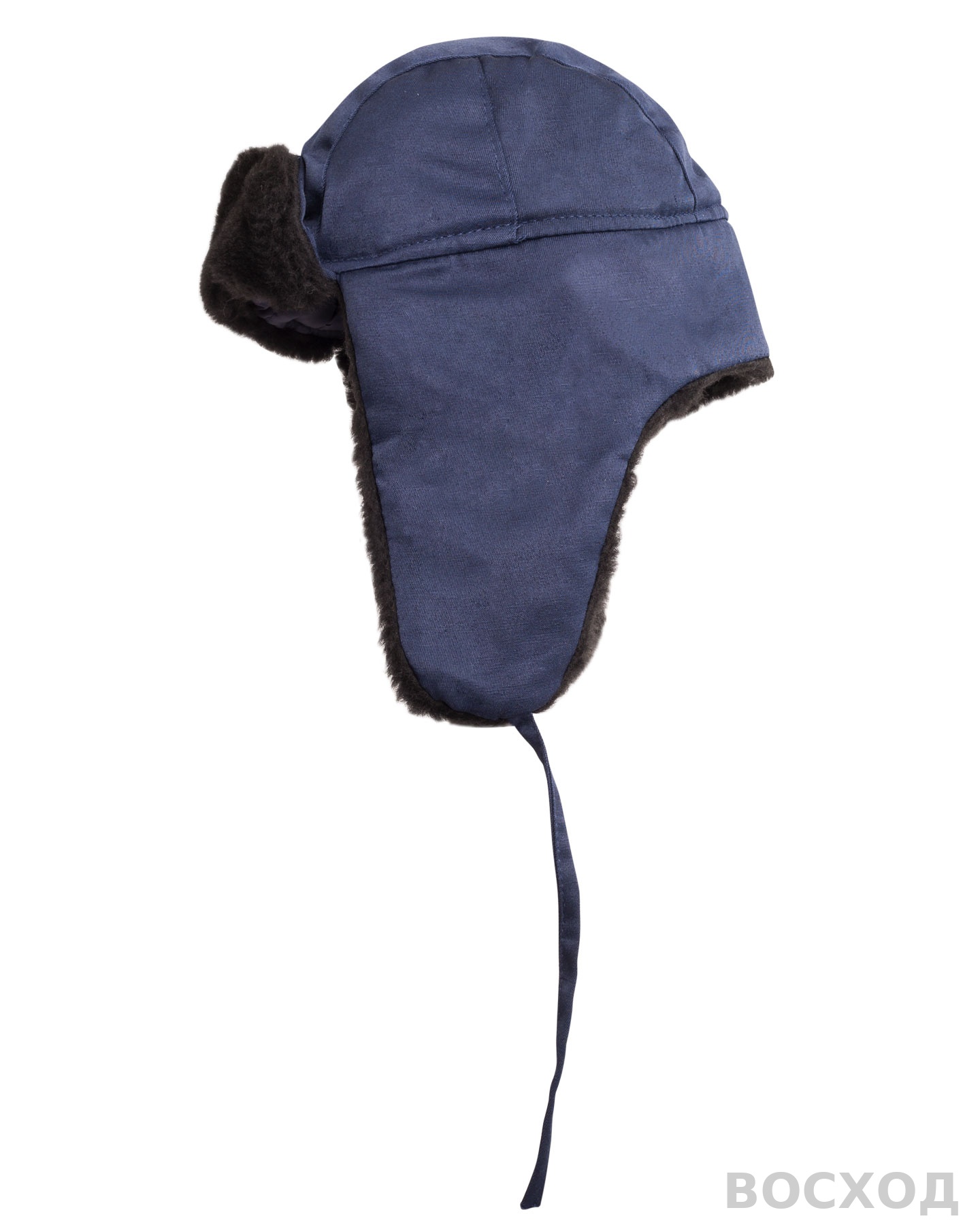 Шапка-ушанка СИРИУС-ЛЮКС синяя (тк. смесовая)