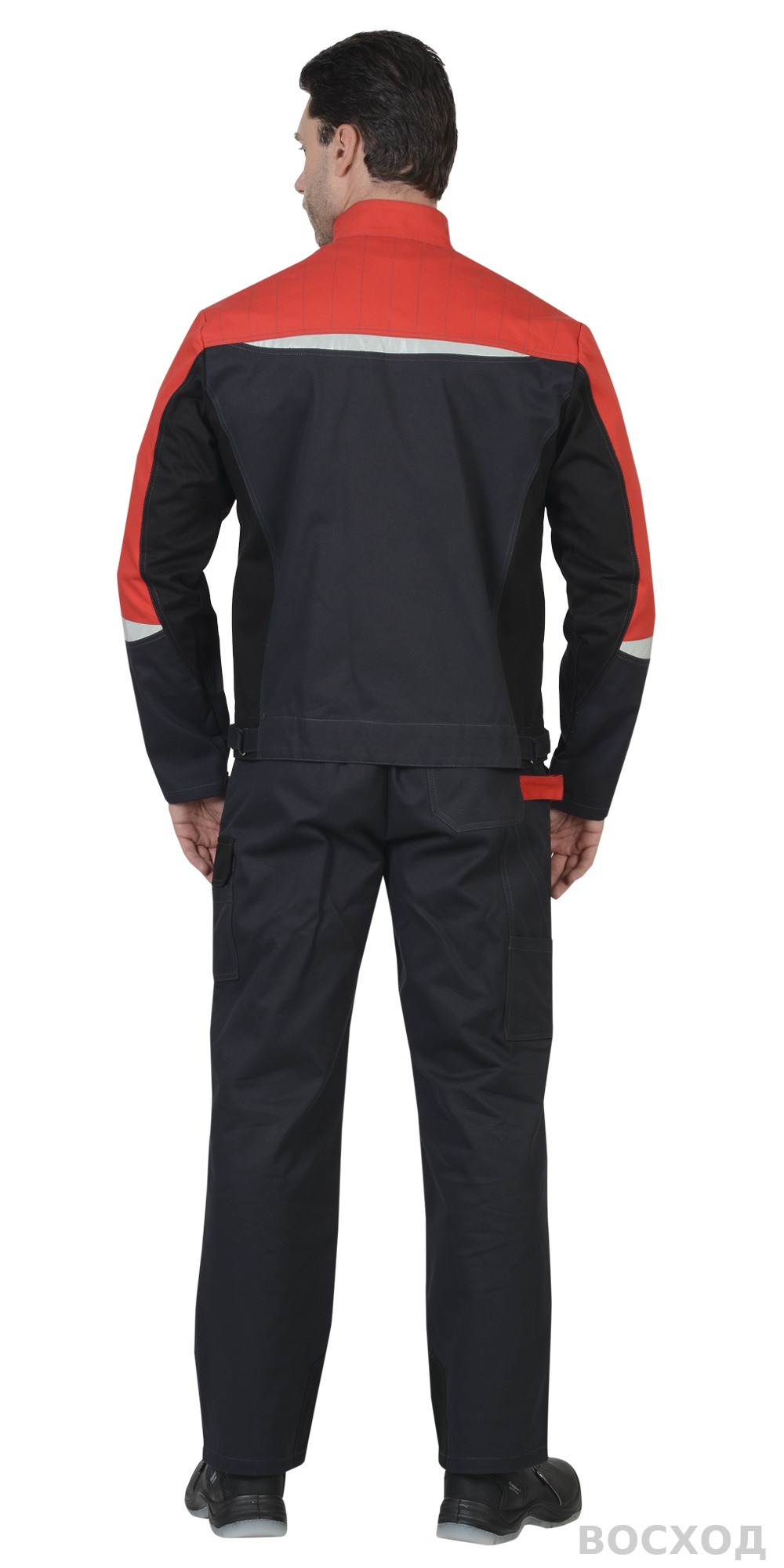 Костюм СИРИУС-ФАВОРИТ-МЕГА куртка, п/к, с черным и красным, СОП, 100% х/б, пл. 320 г/кв.м