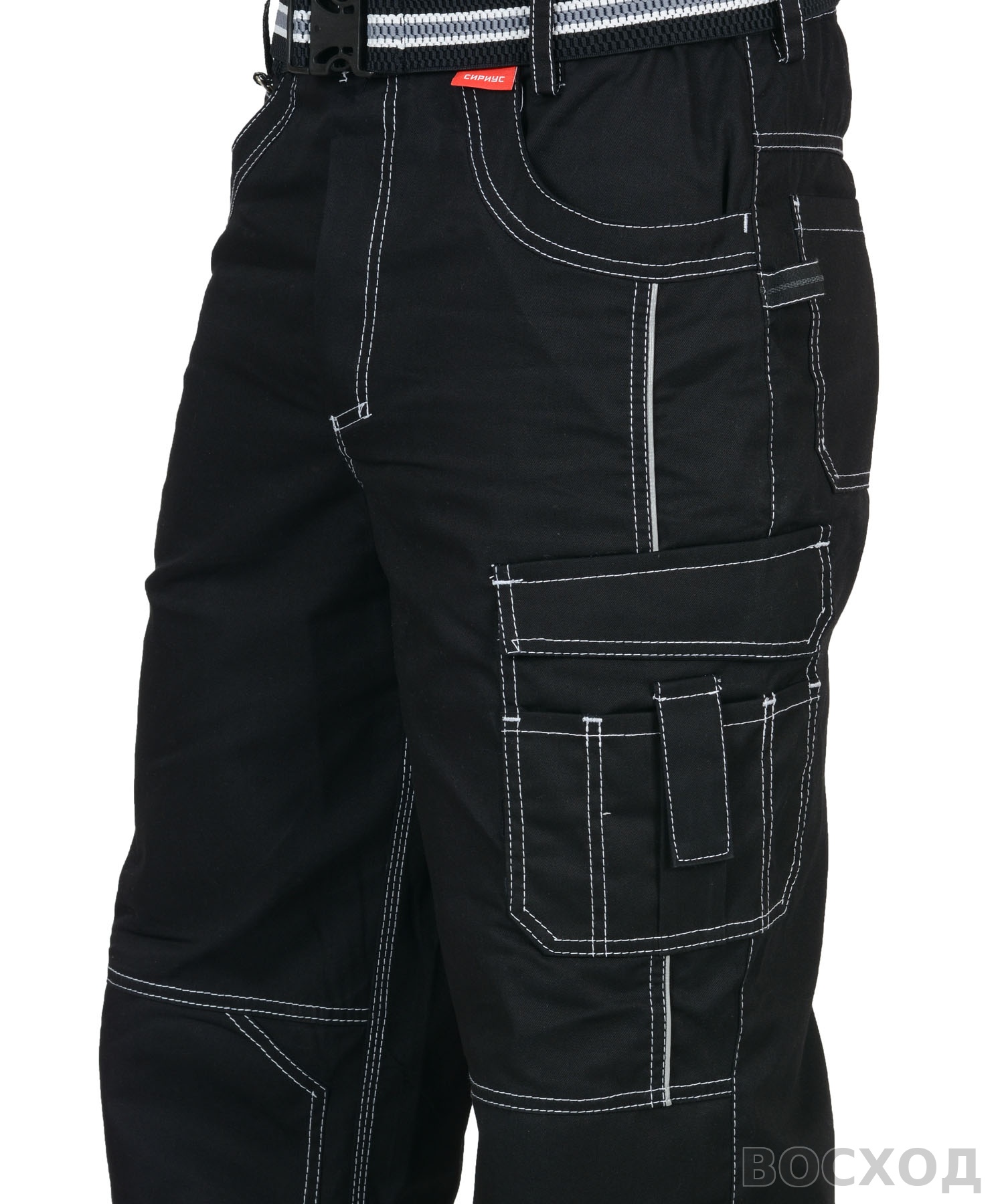 Брюки СИРИУС-ПРЕСТИЖ мужские летние черные, кант СВМ