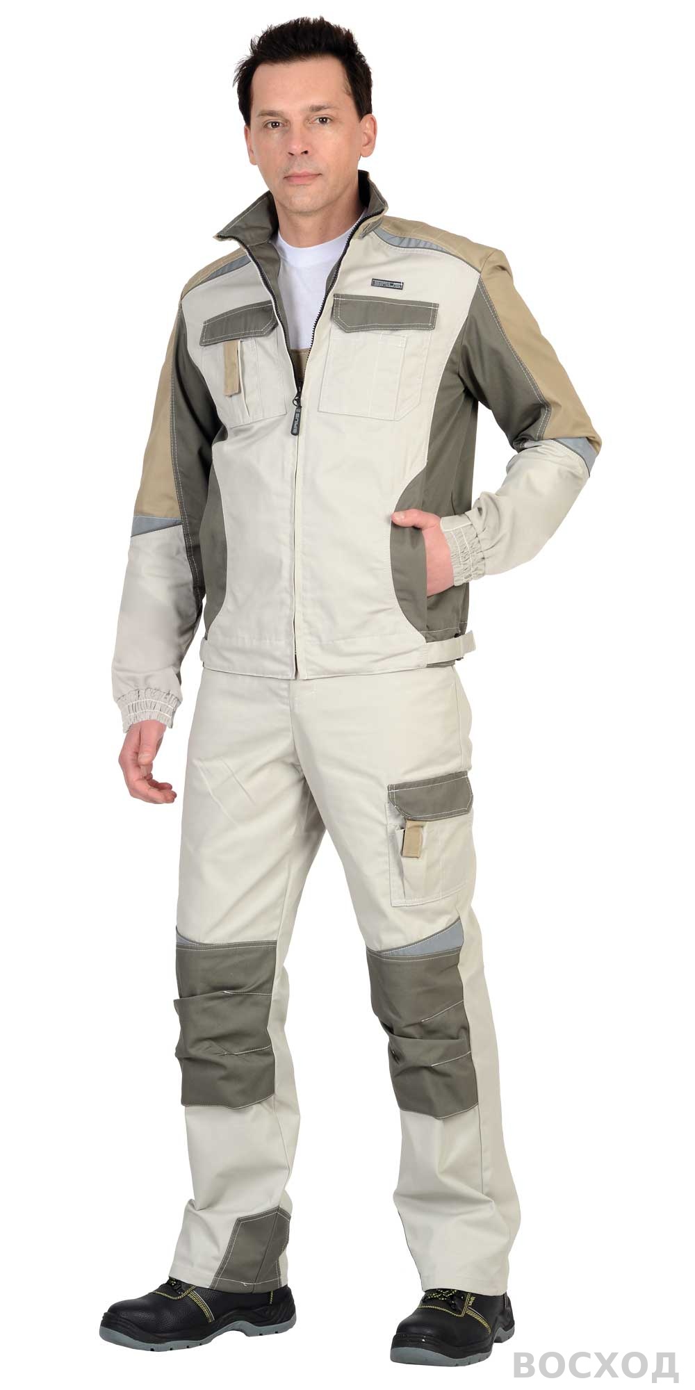 Костюм СИРИУС-КАСПИЙ куртка, п/к, с оливой, песочным и СОП