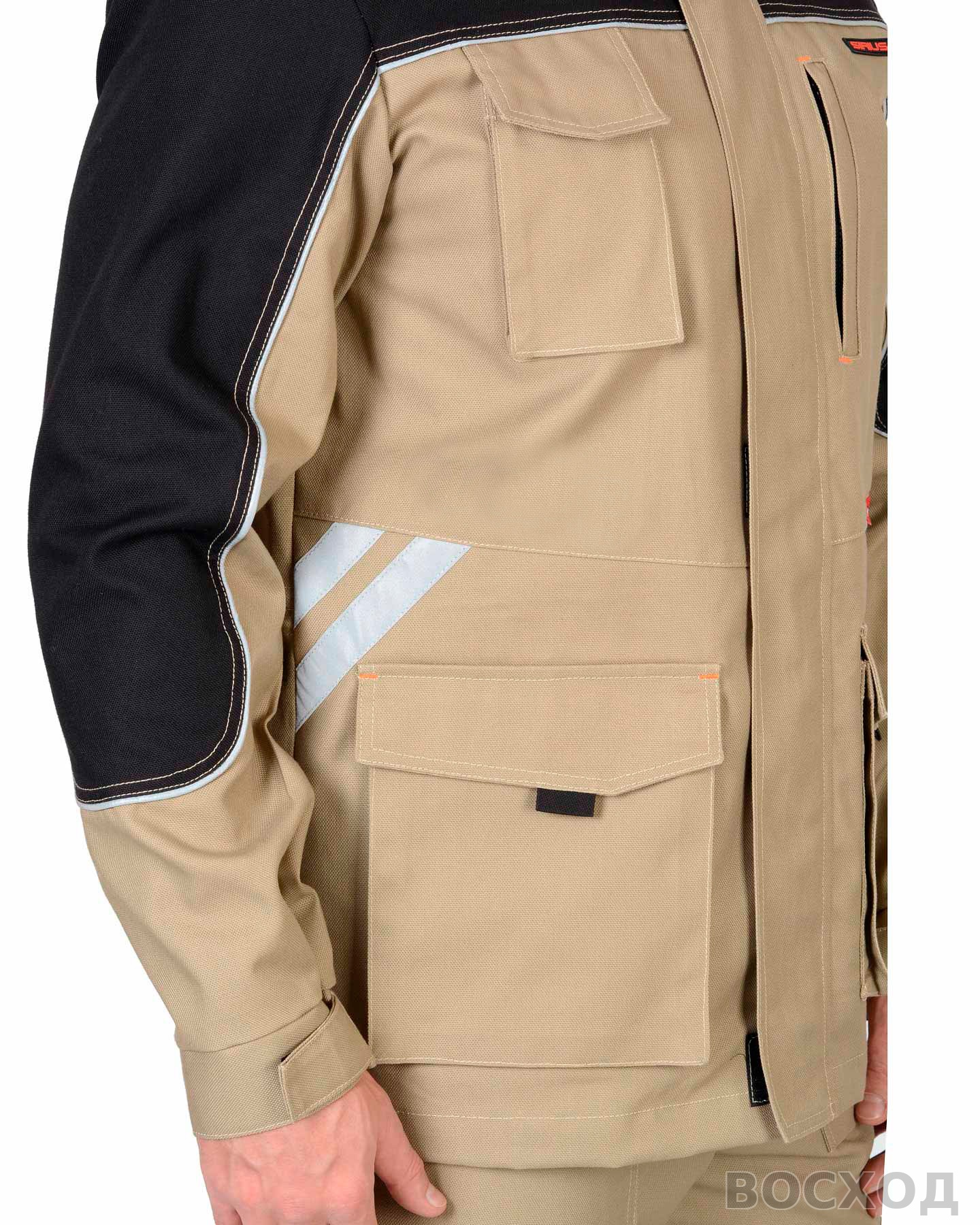 Куртка СИРИУС-ВЕСТ-ВОРК бежевая с черным пл. 275 г/кв.м