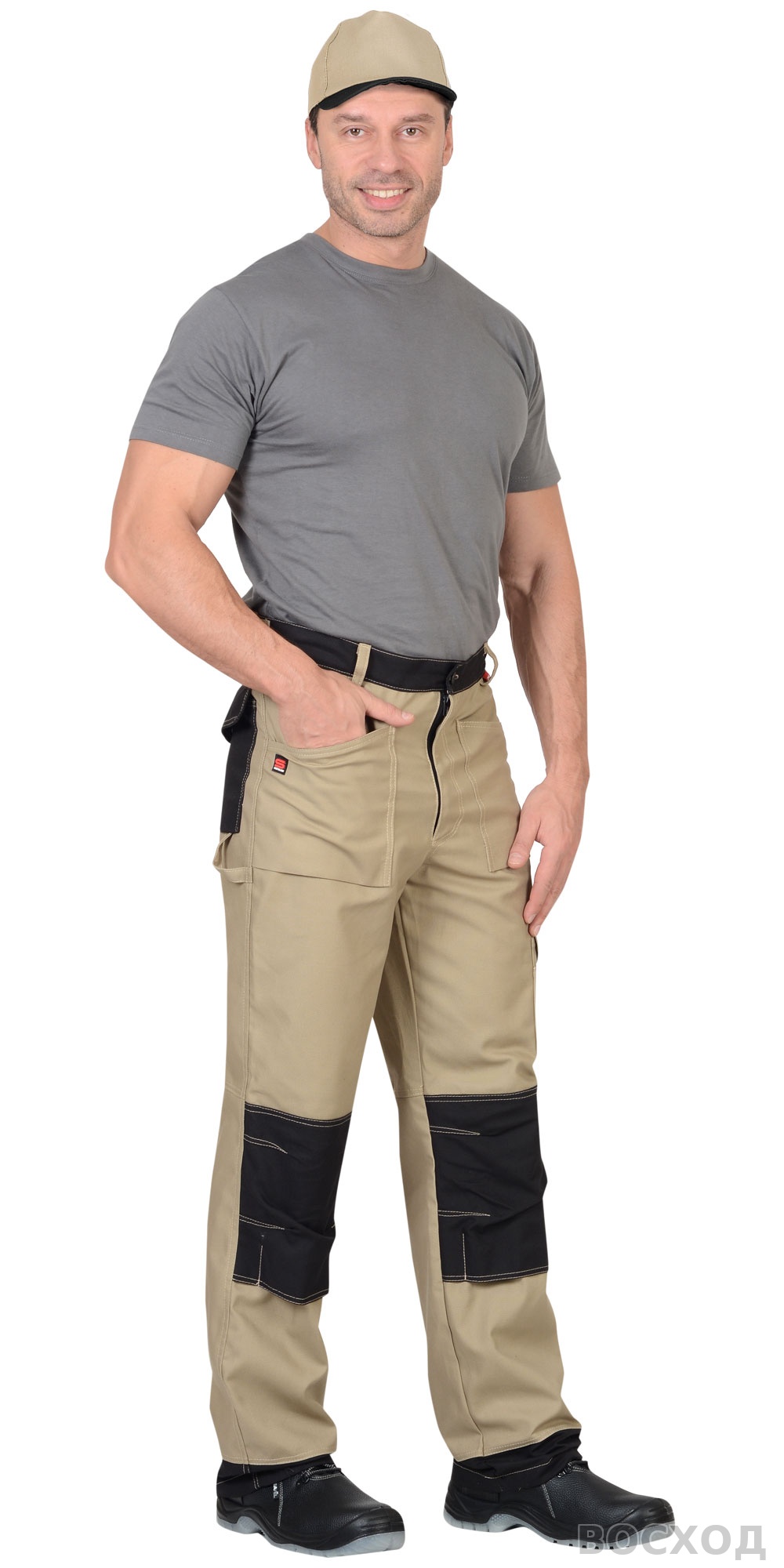 Брюки СИРИУС-ВЕСТ-ВОРК бежевый с черным пл. 275 г/кв.м