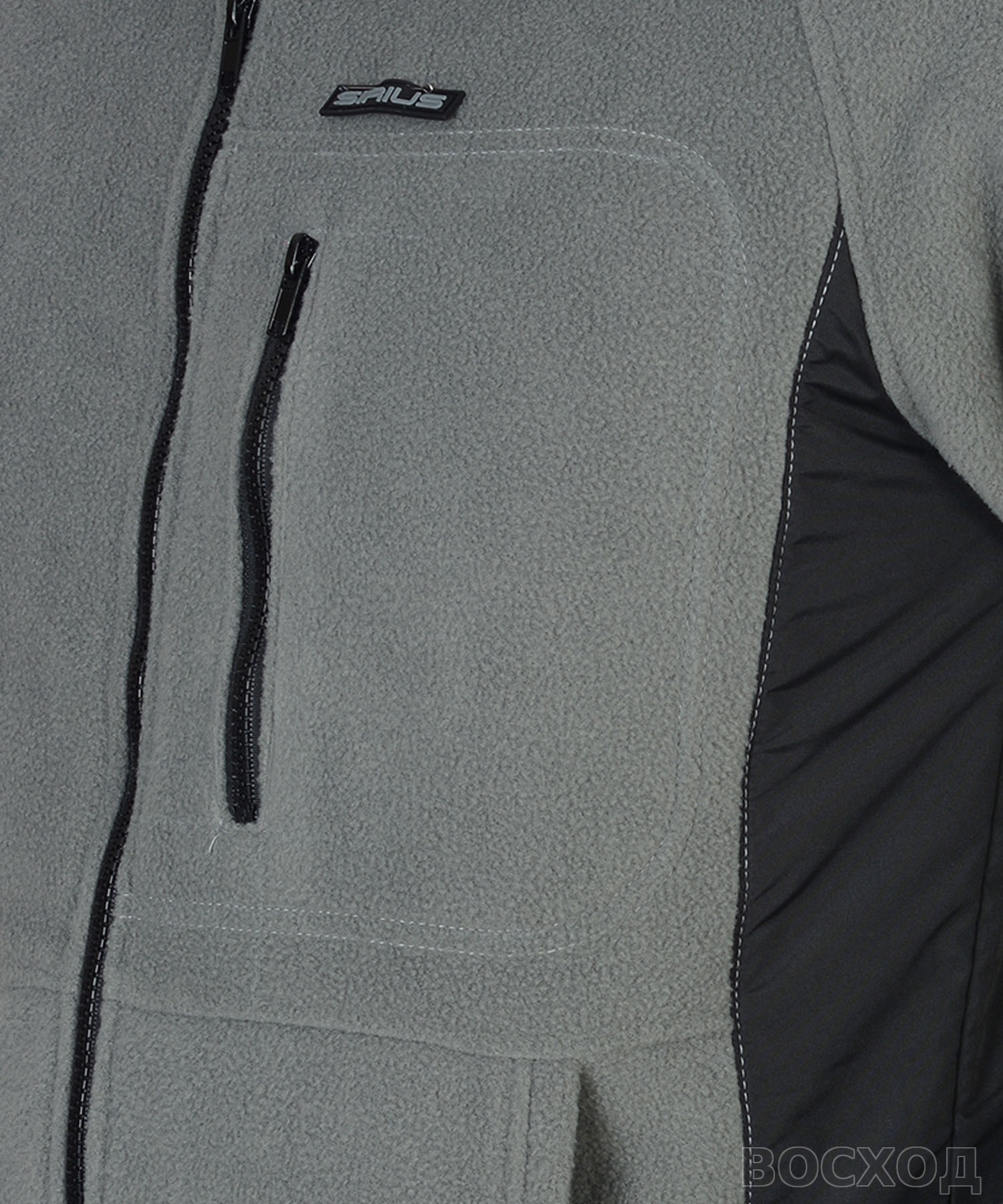 Куртка флисовая СИРИУС-АКТИВ серая отделка черная