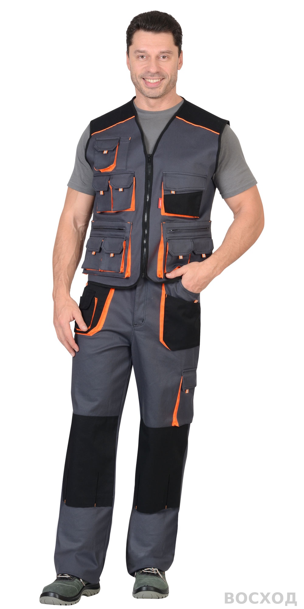 Жилет СИРИУС-МАНХЕТТЕН т. с оранж. и черным тк. стрейч пл. 250 г/кв.м