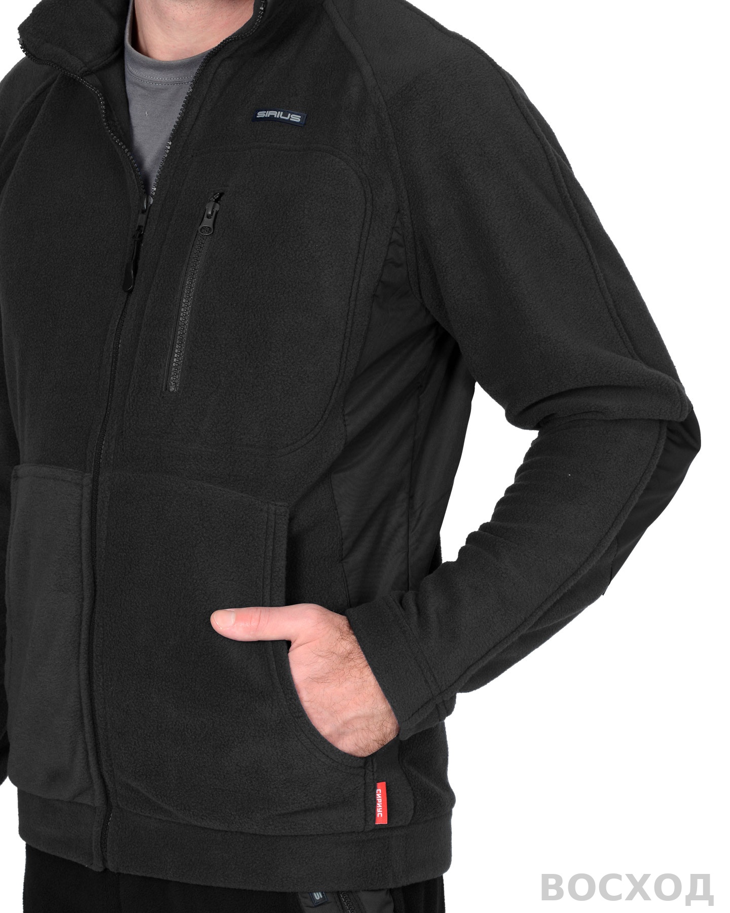 Куртка флисовая СИРИУС-АКТИВ черная с черной отделкой