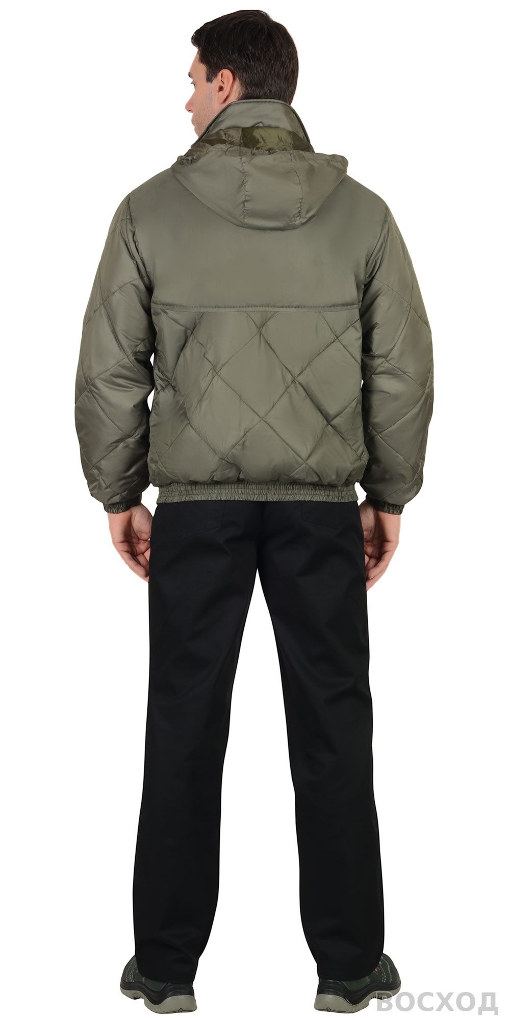 Куртка СИРИУС-ПРАГА-ЛЮКС короткая с капюшоном, оливковая