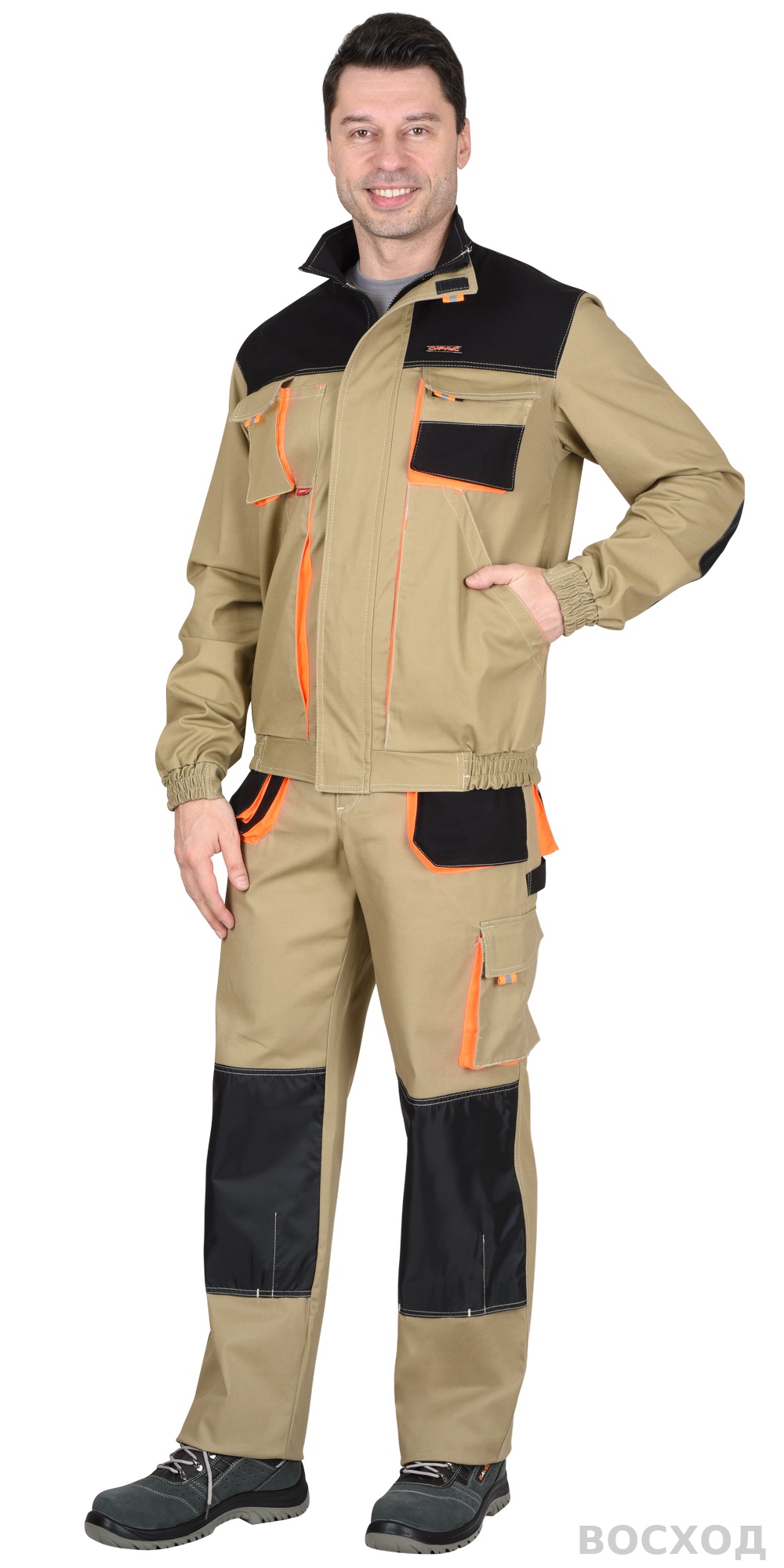 Куртка СИРИУС-МАНХЕТТЕН с оранж. и черным тк. мех. стрейч пл. 250г/кв.м