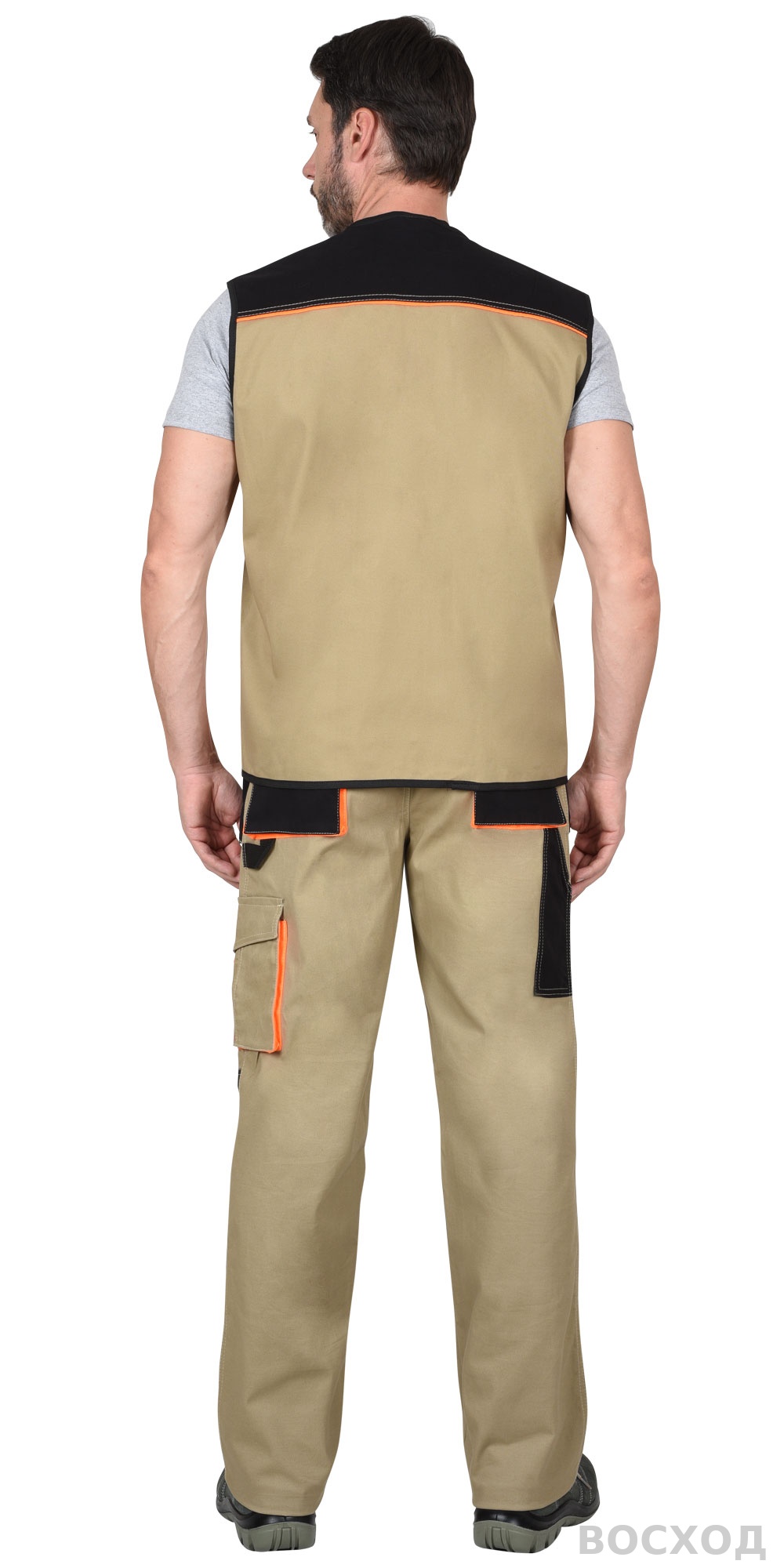 Жилет СИРИУС-МАНХЕТТЕН с оранж. и черным тк. мех. стрейч пл. 250г/кв.м