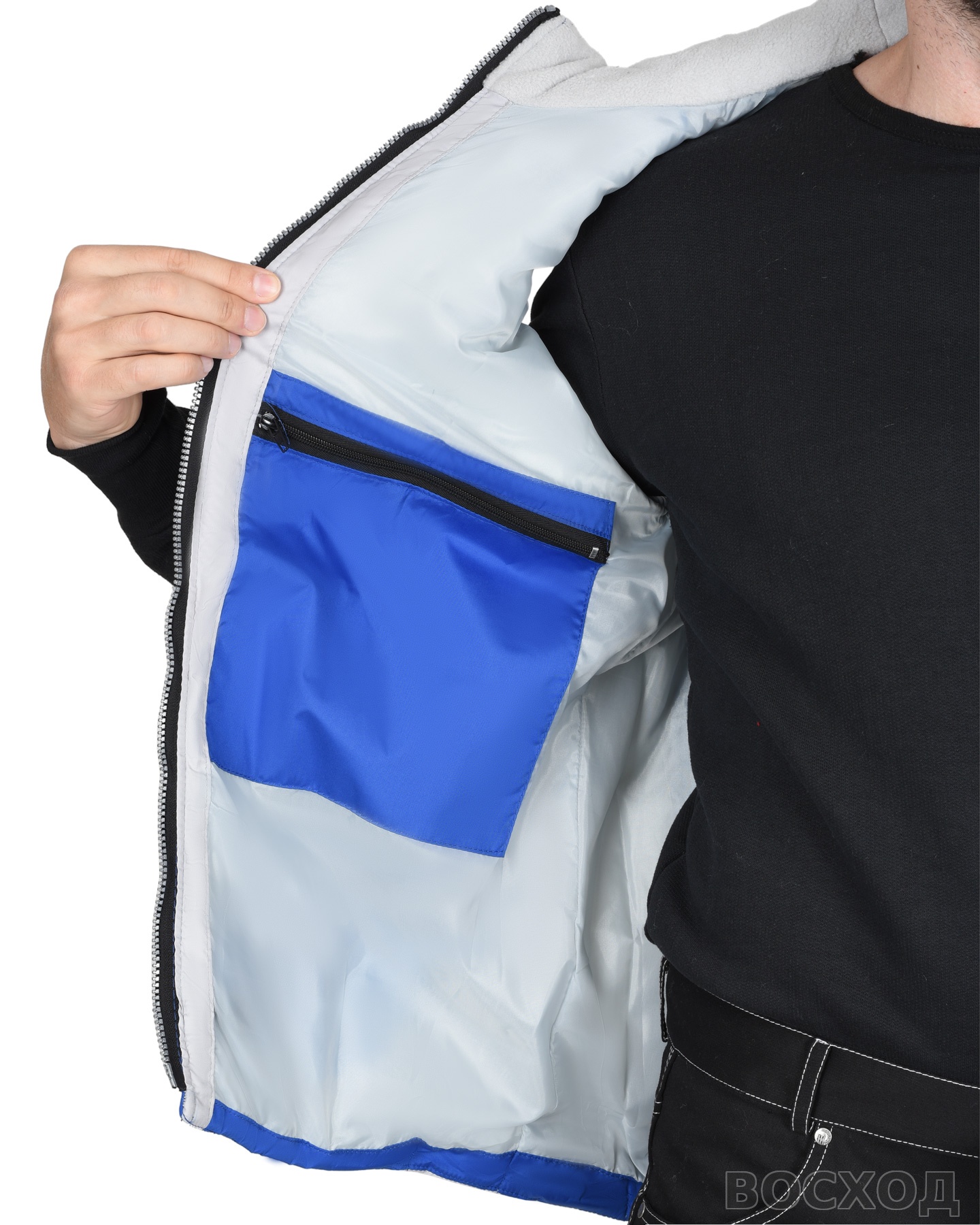 Жилет СИРИУС-УРБАН утепленный с капюшоном с жемчужным