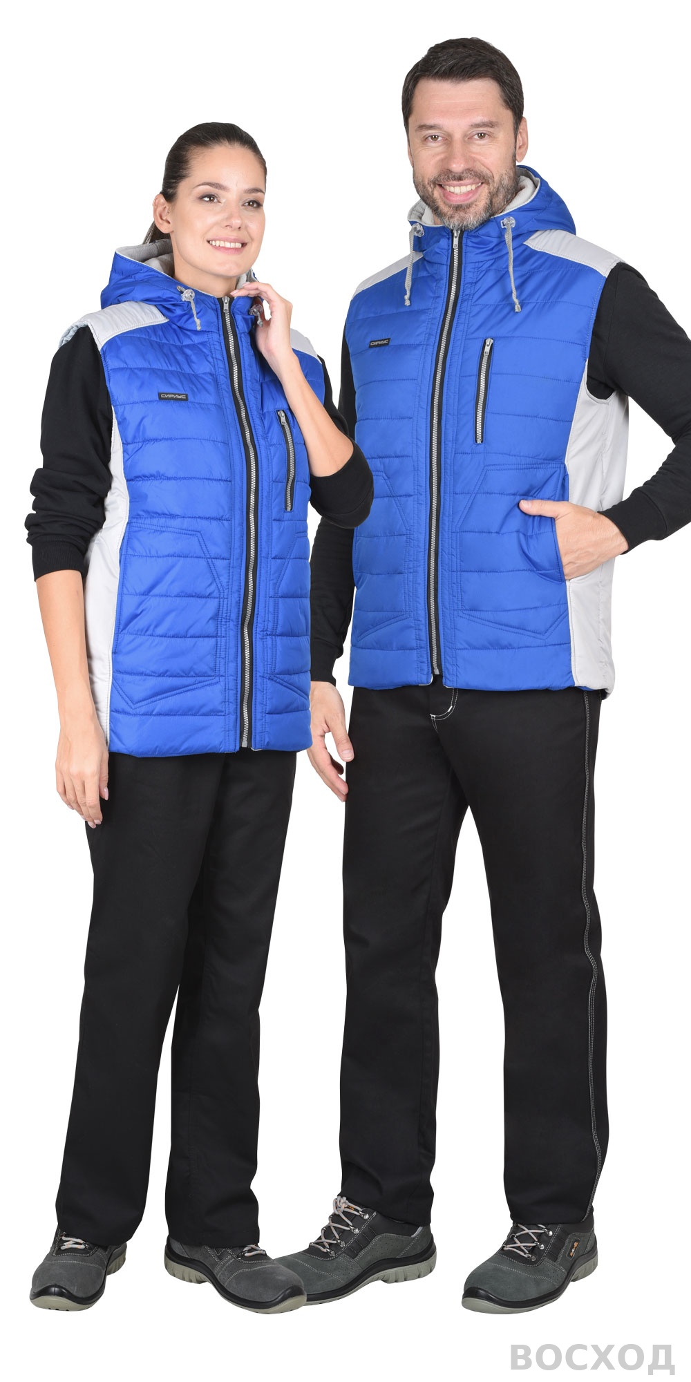 Жилет СИРИУС-УРБАН утепленный с капюшоном с жемчужным