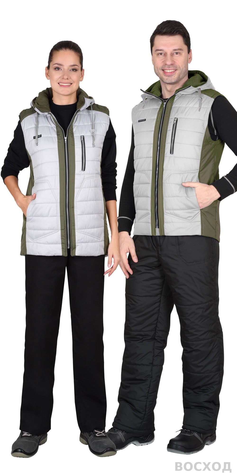 Жилет СИРИУС-УРБАН утепленный с капюшоном с оливковым