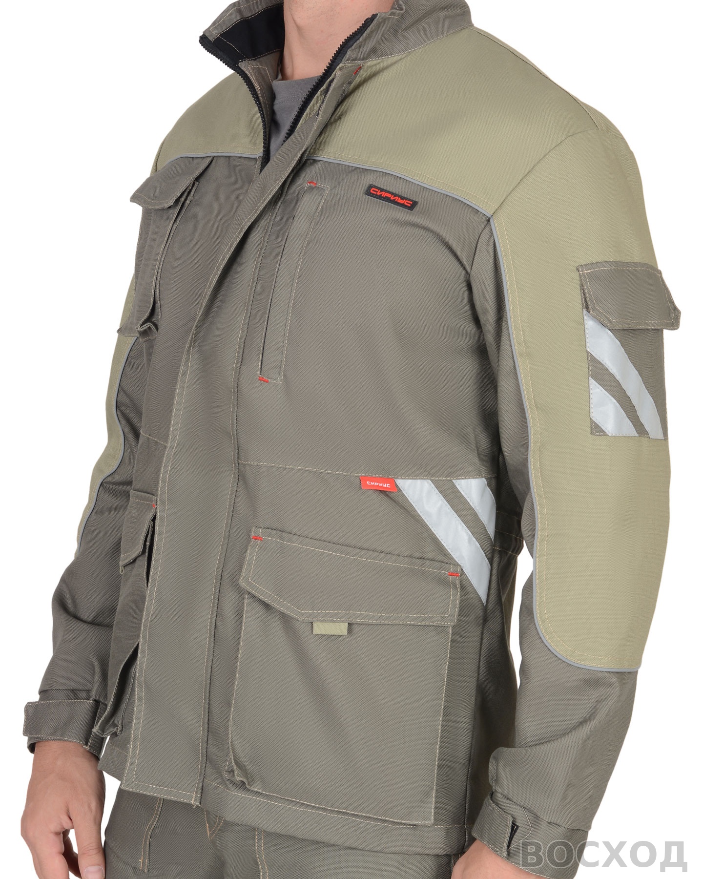 Костюм СИРИУС-ВЕСТ-ВОРК куртка дл., брюки т. со св.оливковым пл. 275 г/кв.м