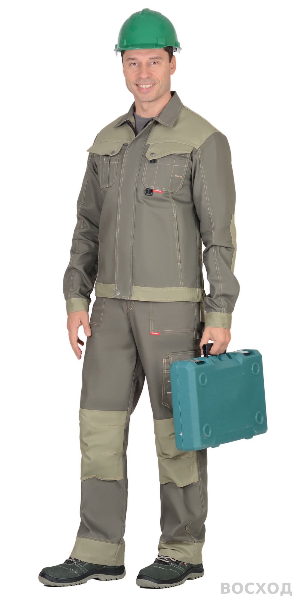 Костюм СИРИУС-ВЕСТ-ВОРК куртка кор., п/к т. со св.оливковым пл. 275 г/кв.м