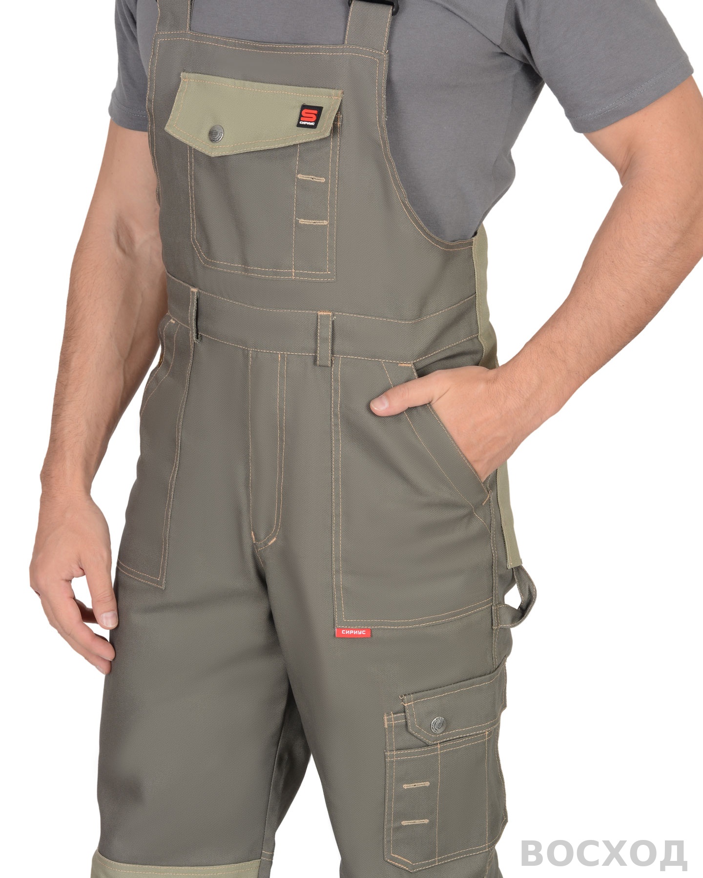 Костюм СИРИУС-ВЕСТ-ВОРК куртка кор., п/к т. со св.оливковым пл. 275 г/кв.м