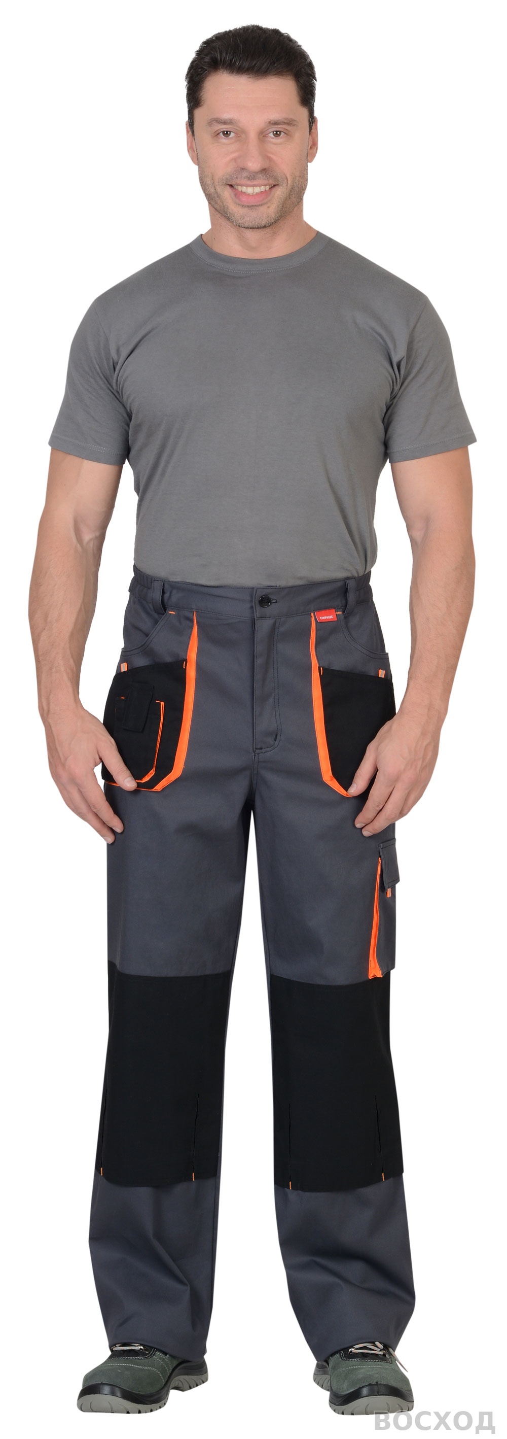 Костюм СИРИУС-МАНХЕТТЕН куртка дл., брюки т. с оранж. и черным тк. стрейч пл. 250 г/кв.м