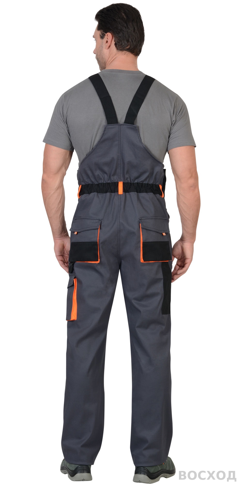 Костюм СИРИУС-МАНХЕТТЕН куртка, п/к т. с оранж. и черным тк. стрейч пл. 250 г/кв.м