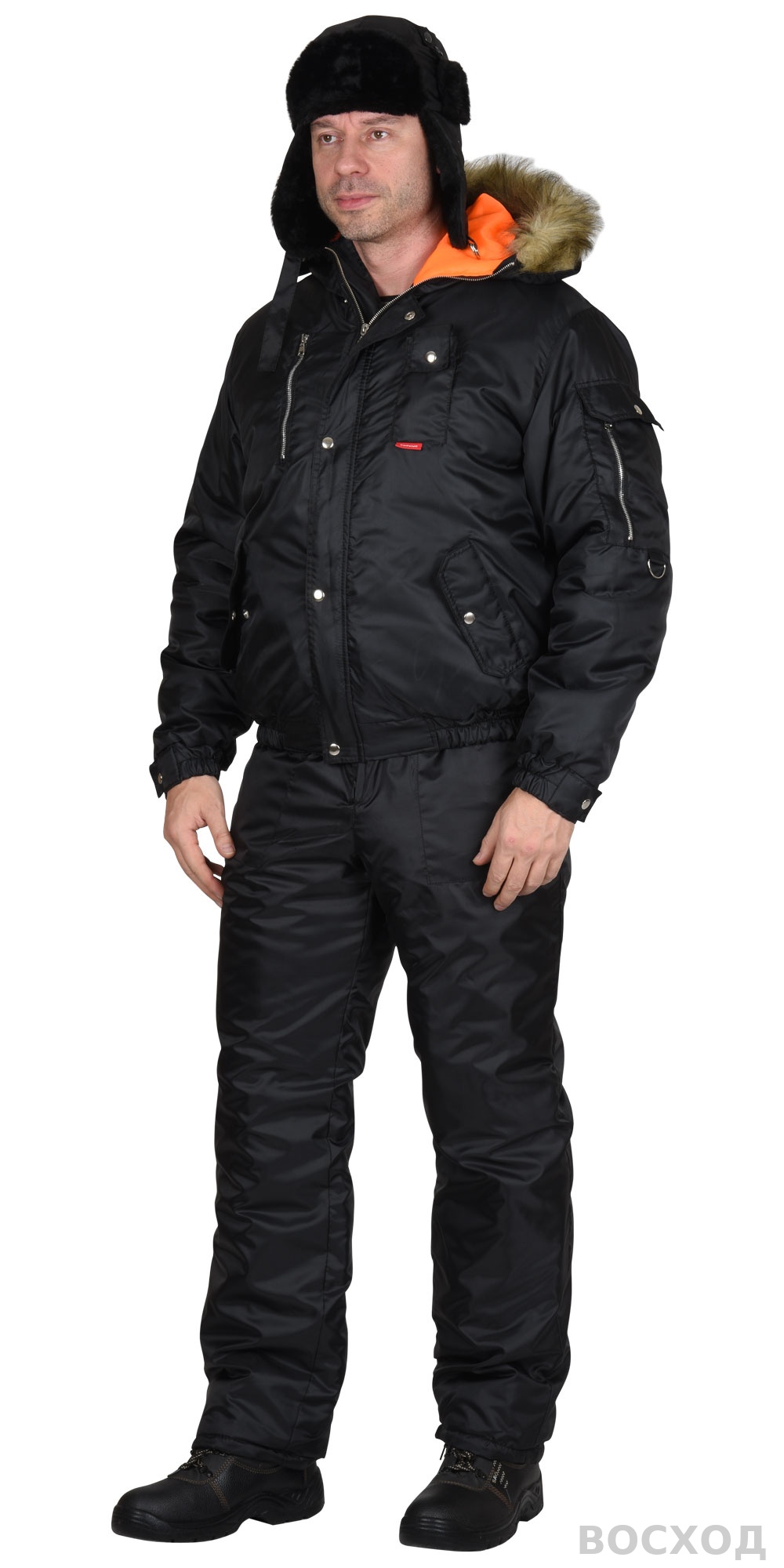 Шапка-ушанка СИРИУС-ЕВРО плюс черная (тк. Оксфорд)