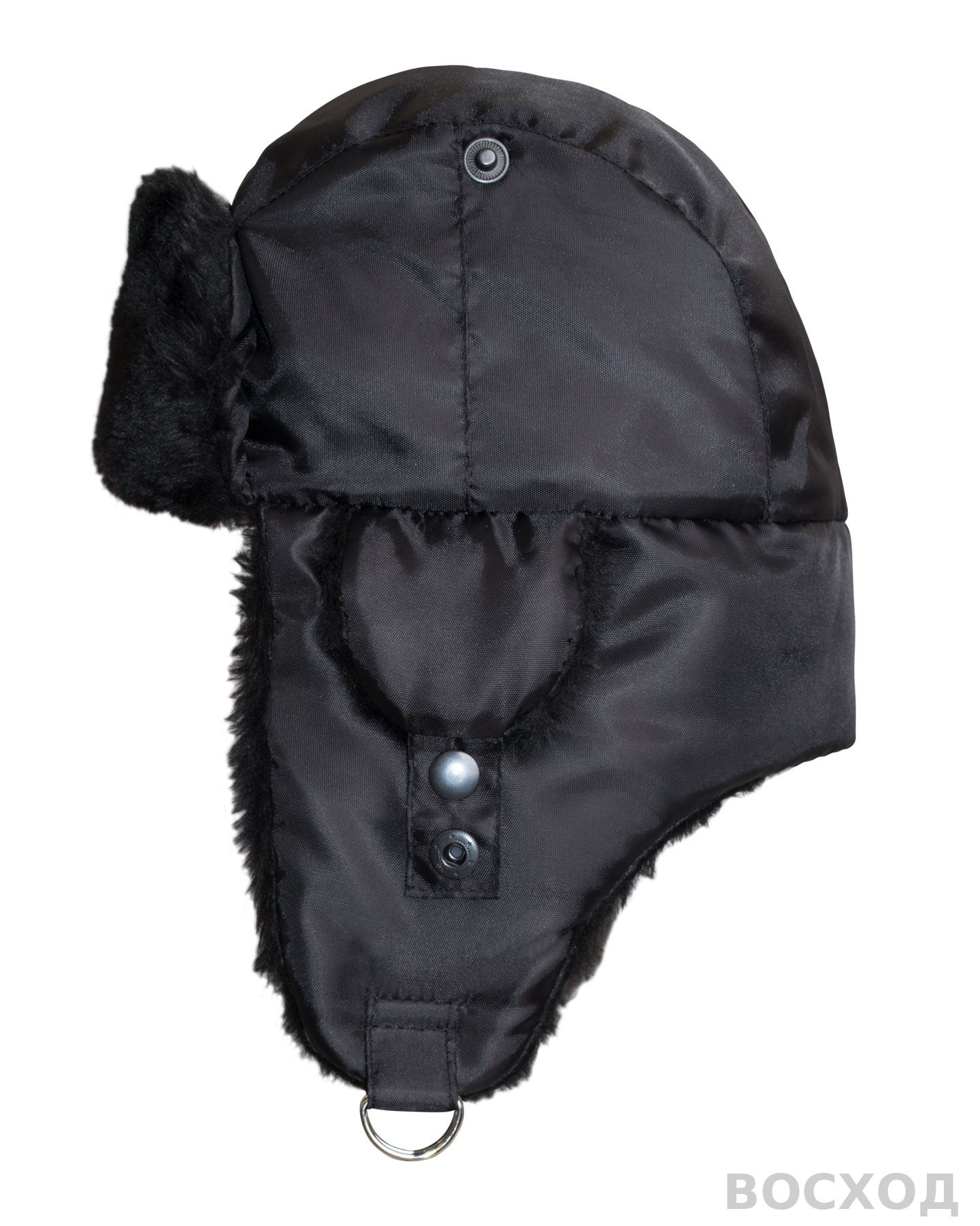 Шапка-ушанка СИРИУС-ЕВРО плюс черная (тк. Оксфорд)