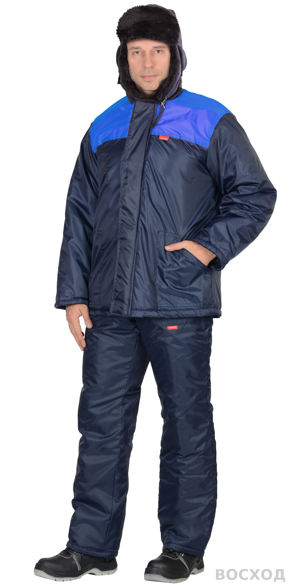 Шапка-ушанка СИРИУС-ЕВРО плюс т.синяя (тк. Оксфорд)