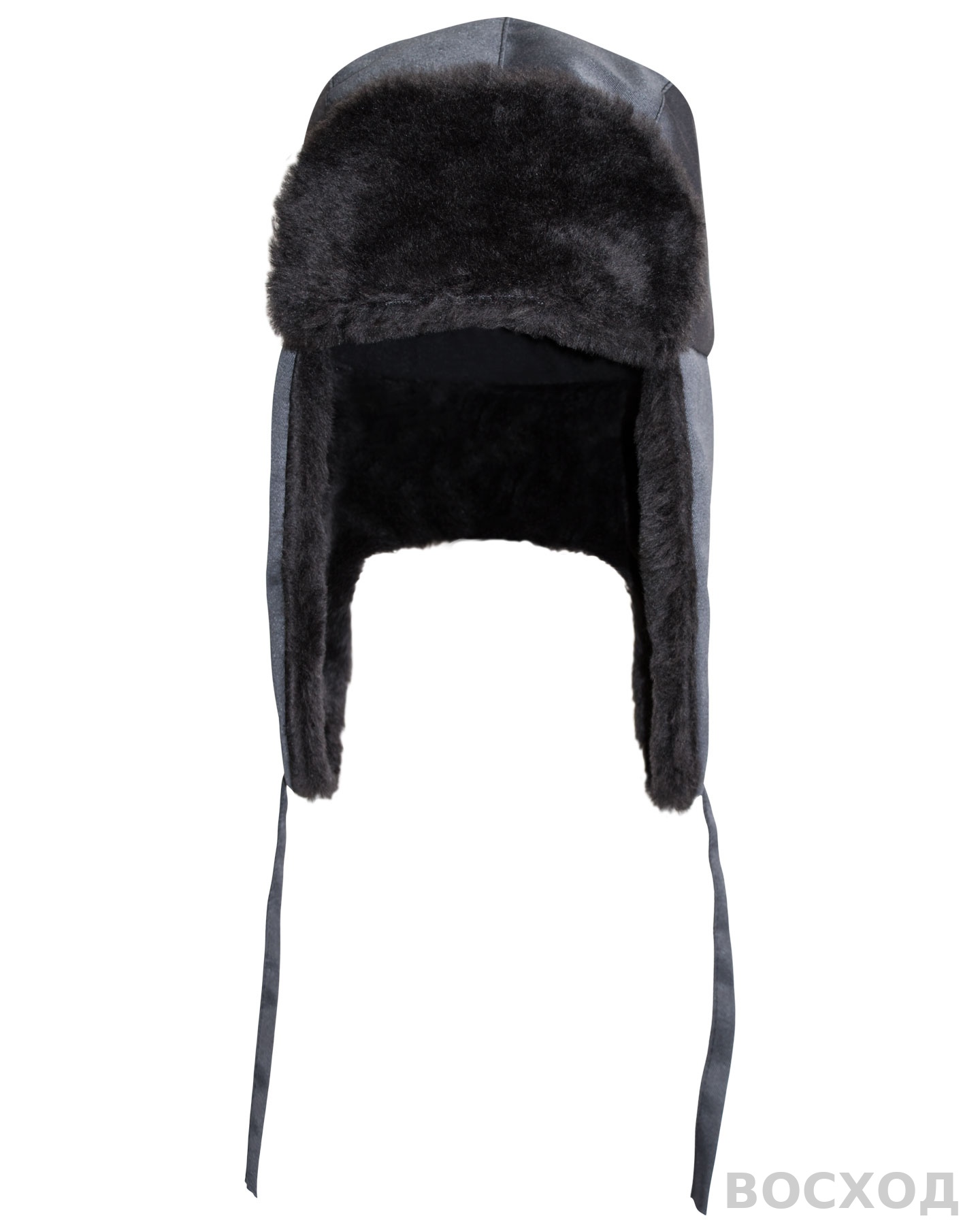 Шапка-ушанка СИРИУС-ЛЮКС т.серая (тк. смесовая)