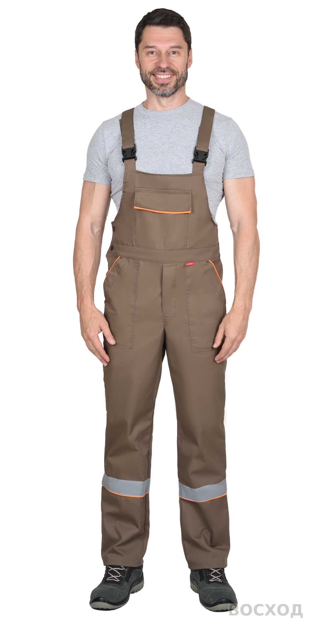 Костюм СИРИУС-МАСТЕР летний: куртка, полукомбинезон, кофейный с тёмно-коричневой отделкой