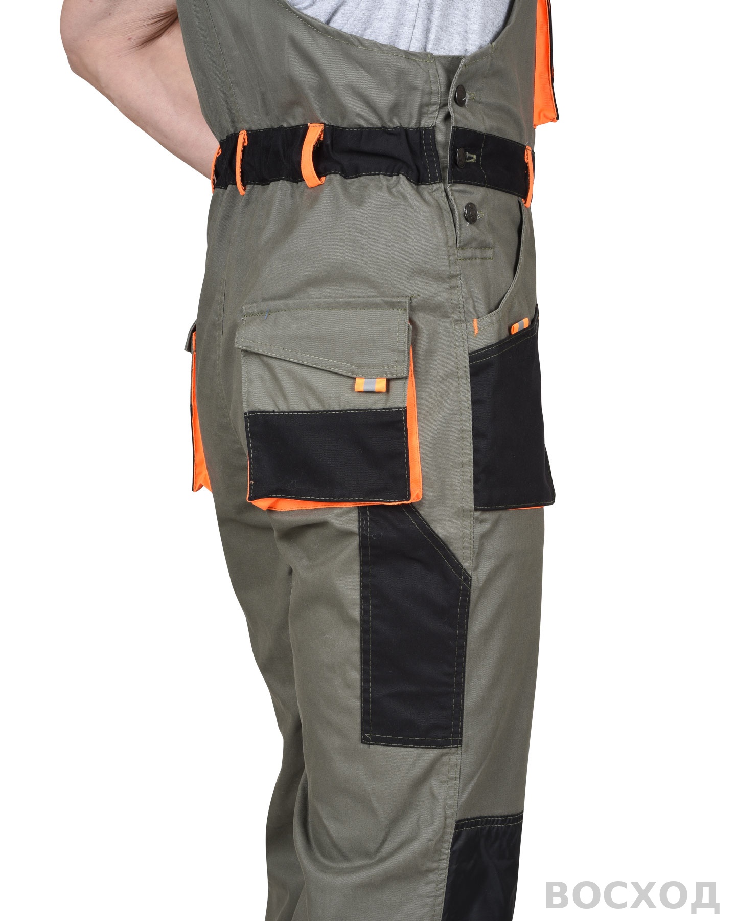 Полукомбинезон СИРИУС-МАНХЕТТЕН с оранжевым и чер. тк. мех. стрейч пл 260 г/кв.м