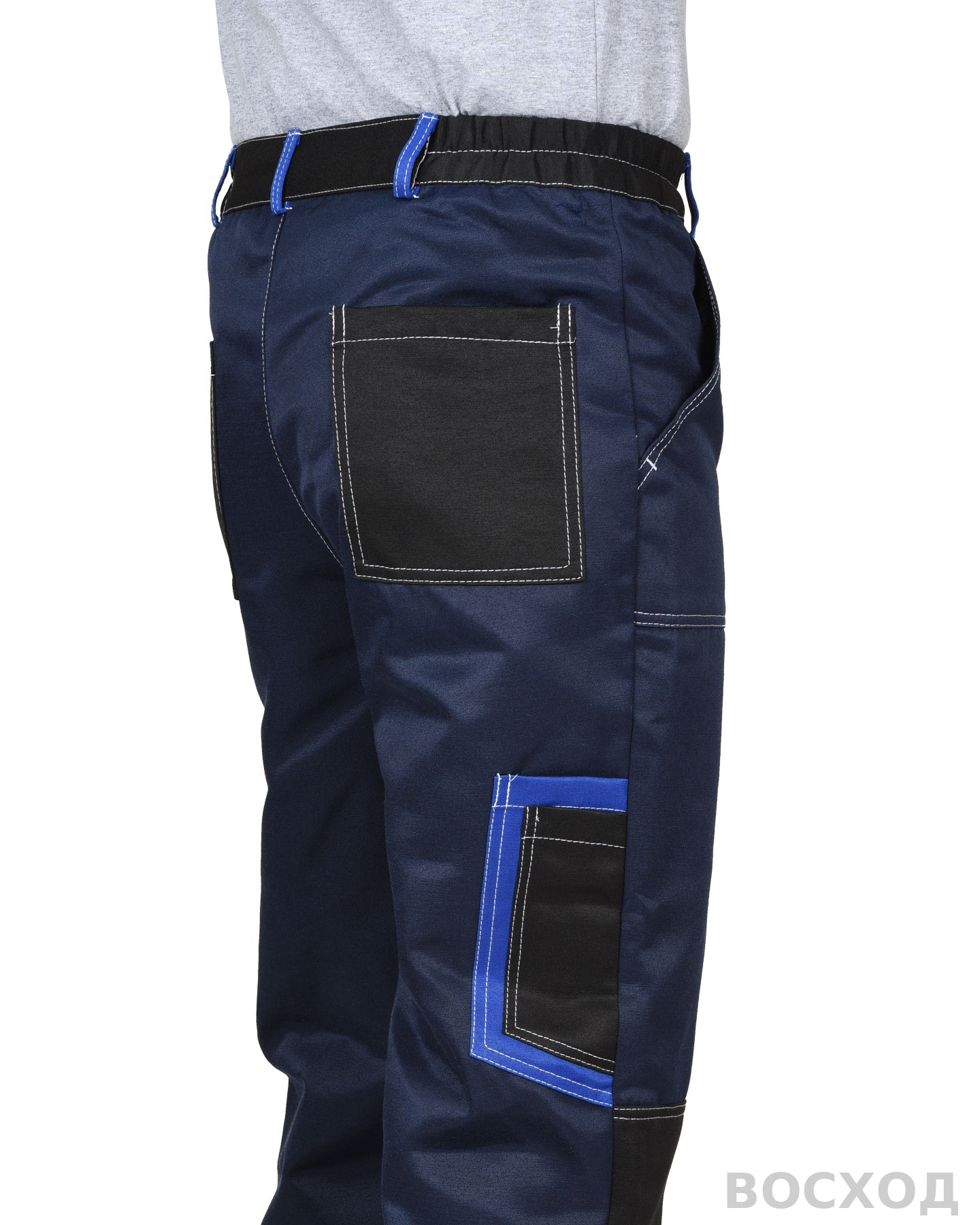 Костюм СИРИУС-ПОЛИНОМ куртка и брюки, с черным и васильковым, СОП