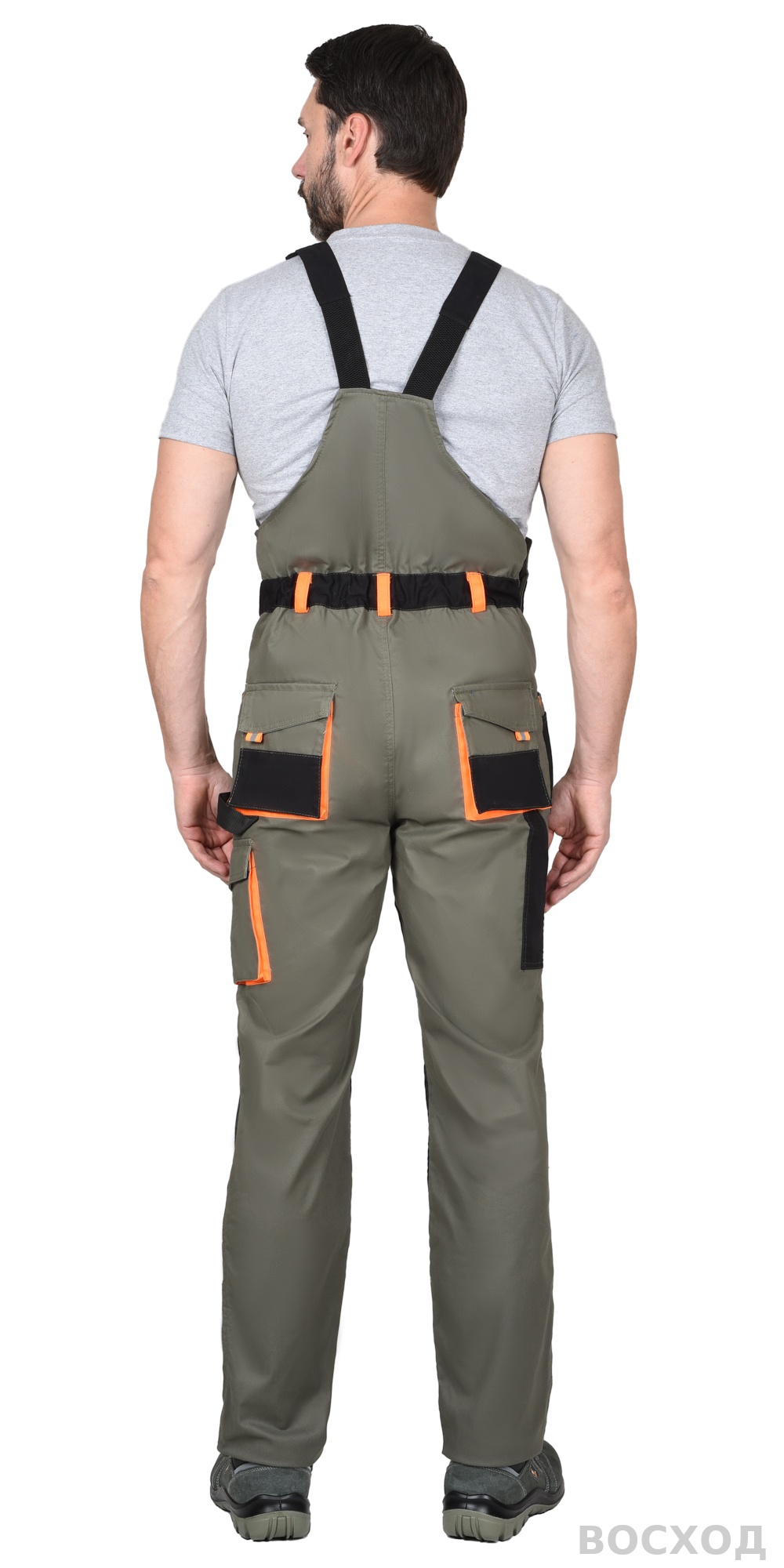 Костюм СИРИУС-МАНХЕТТЕН куртка дл., п/к олив. с оранж. и чер. тк. мех. стрейч 260 г/кв.м