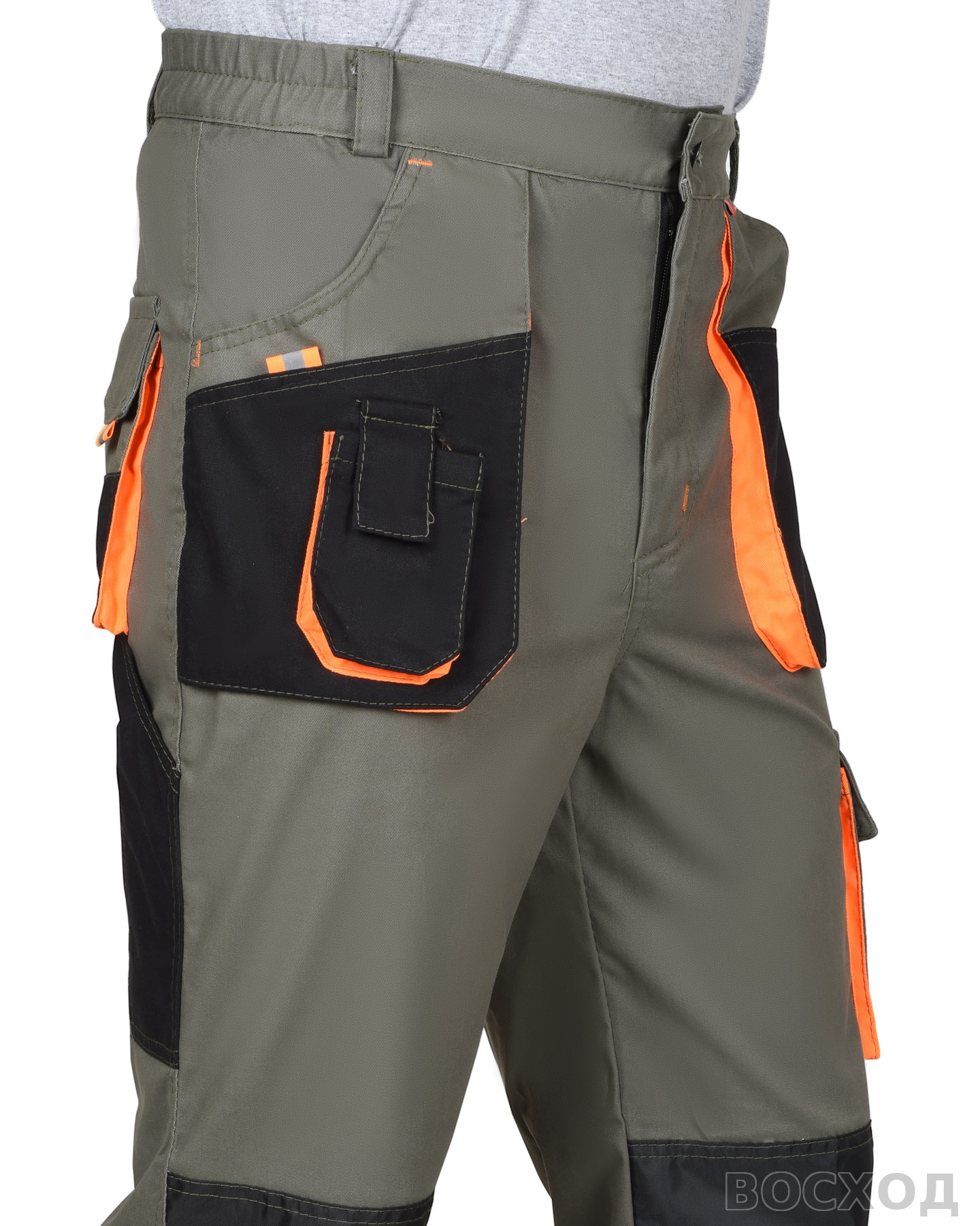 Костюм СИРИУС-МАНХЕТТЕН куртка, брюки с оранжевым и чер. тк. мех. стрейч пл 260 г/кв.м