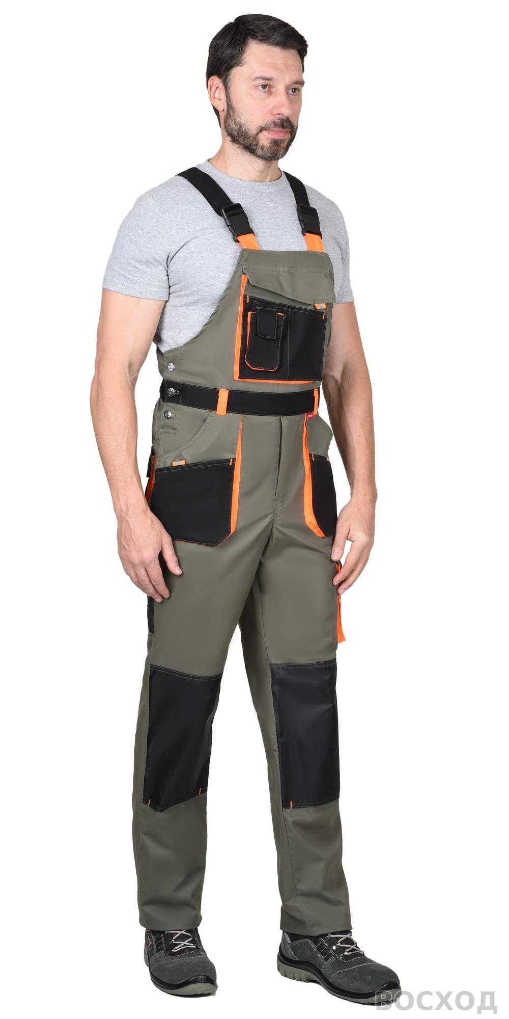 Костюм СИРИУС-МАНХЕТТЕН куртка кор., п/к с оранжевым и чер. тк. мех. стрейч пл 260 г/кв