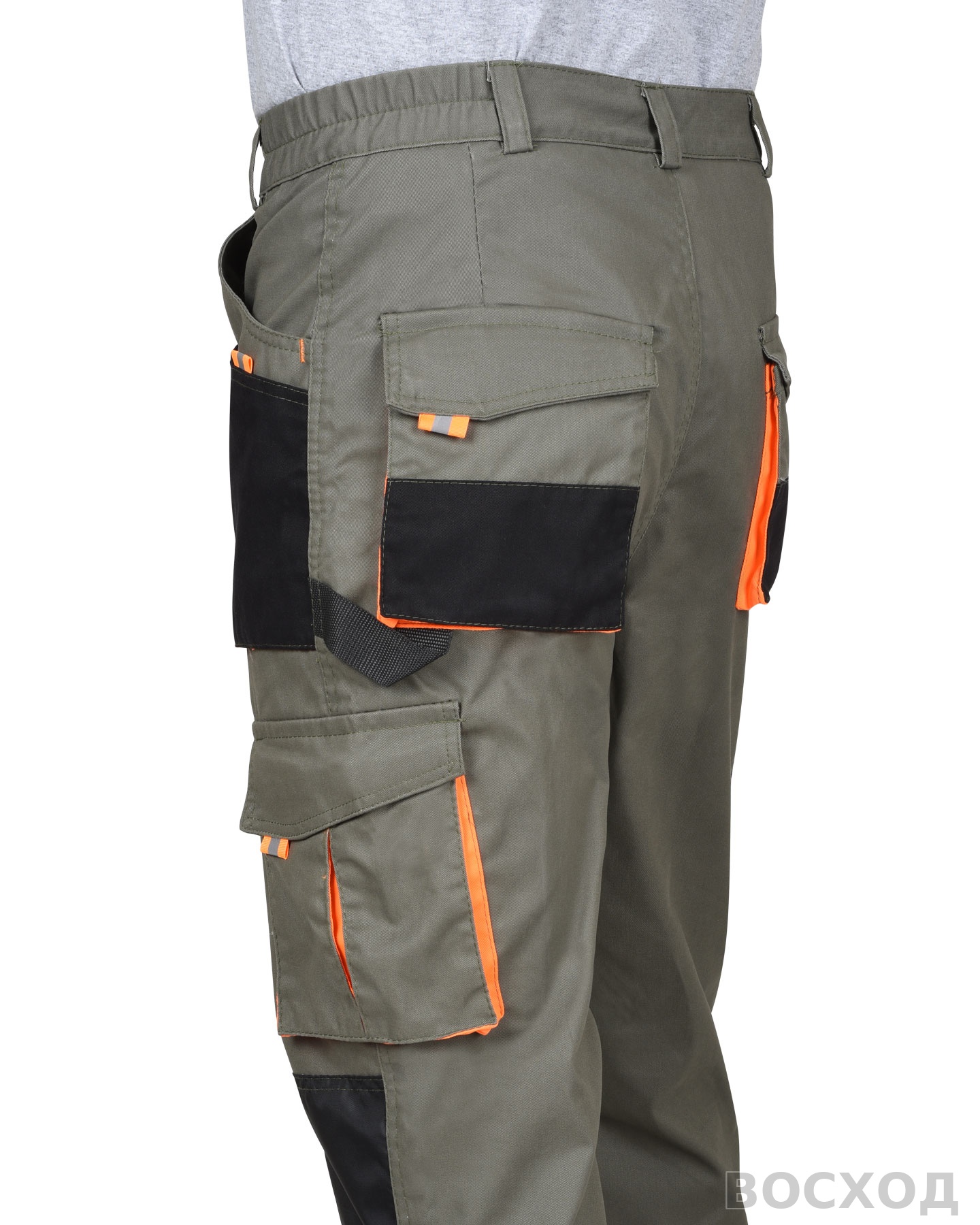 Костюм СИРИУС-МАНХЕТТЕН куртка. брюки с оранжевым и чер. тк. мех. стрейч пл 260 г/кв.м