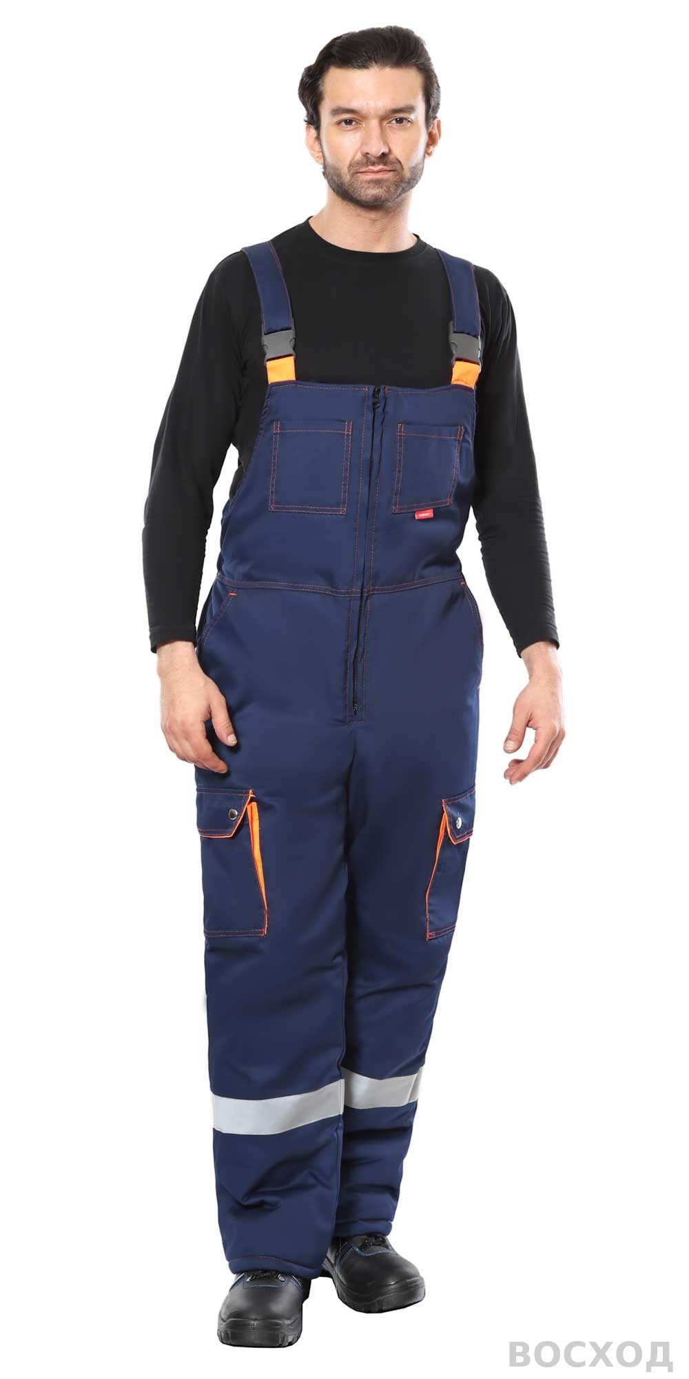 Костюм СИРИУС-ЛИДЕР-М куртка дл., п/к с оранжевым, мех. воротник, СОП