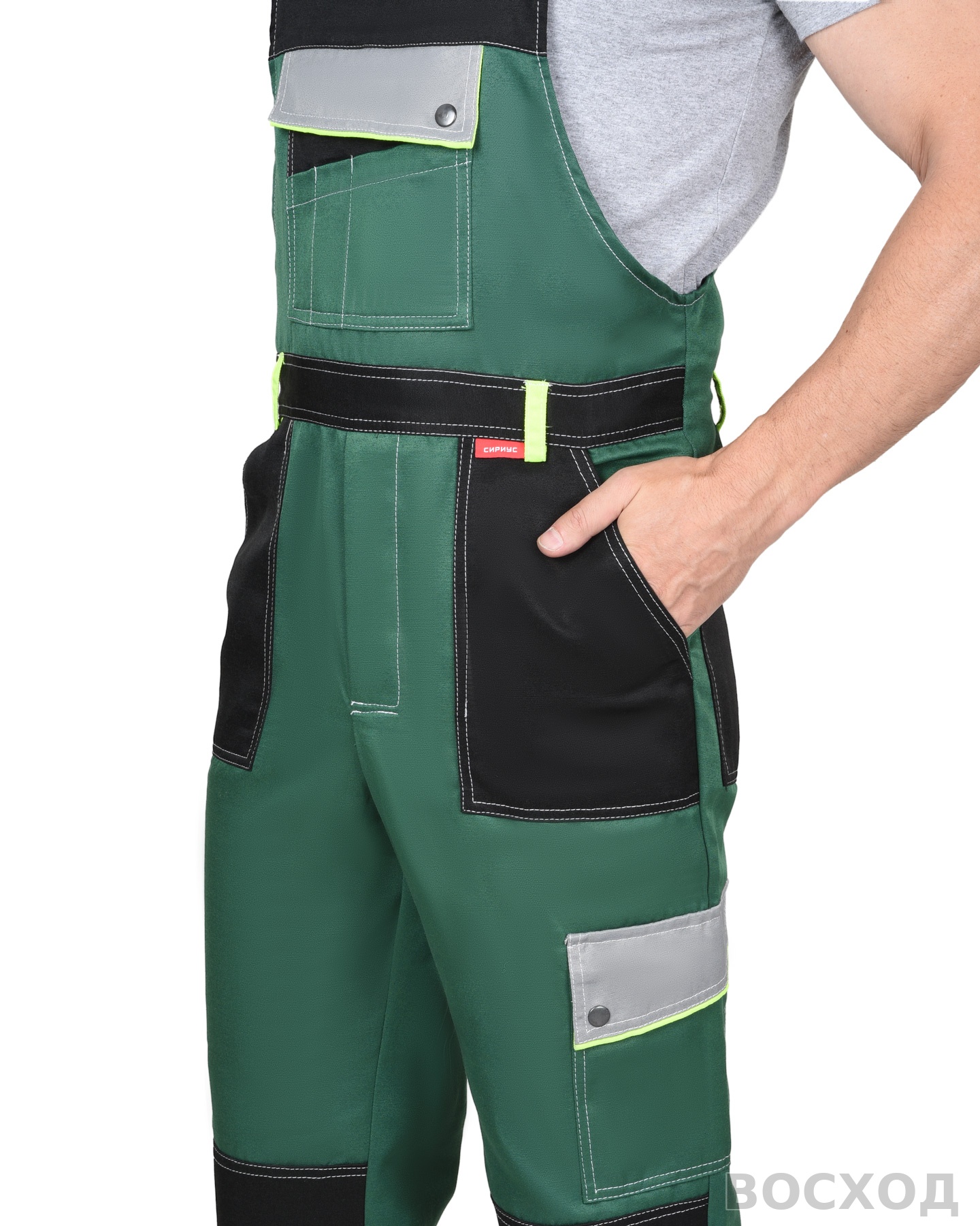 Костюм СИРИУС-ПОЛИНОМ муж., кур. кор., п/к. с черным и св.серым и СОП 50мм