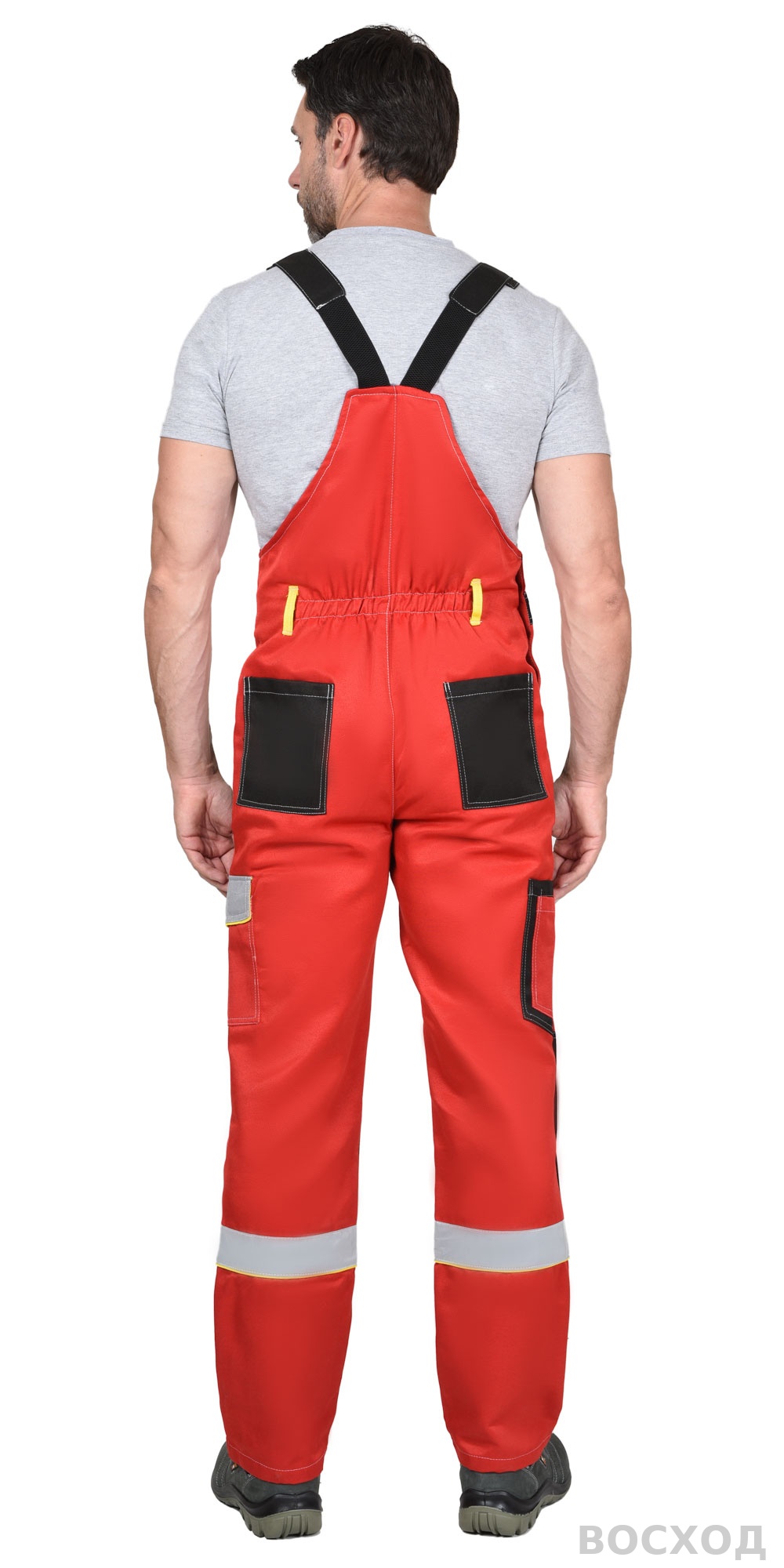 Костюм СИРИУС-ПОЛИНОМ муж.,курт.кор. п/к, черный с красным и св.серым СОП 50мм