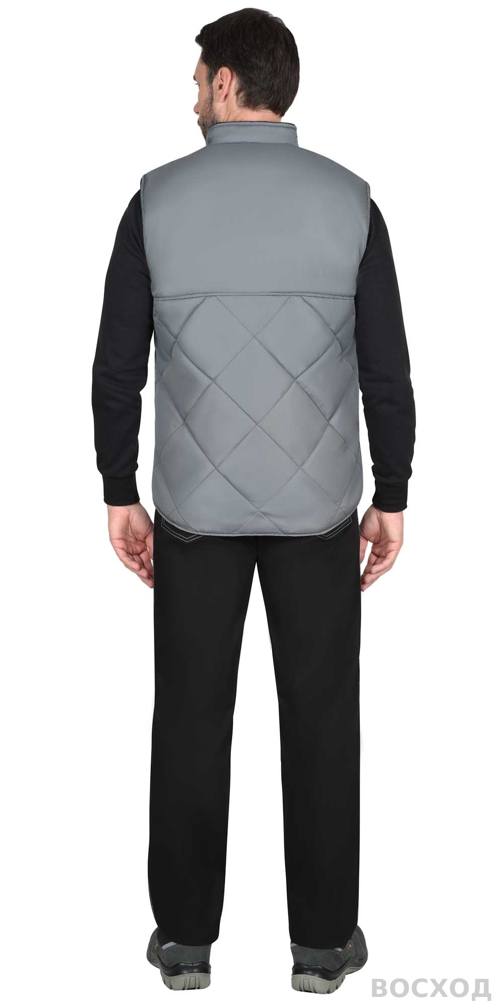 Жилет СИРИУС-ЕВРОПА удлиненный (на подкладке флис черный) графит