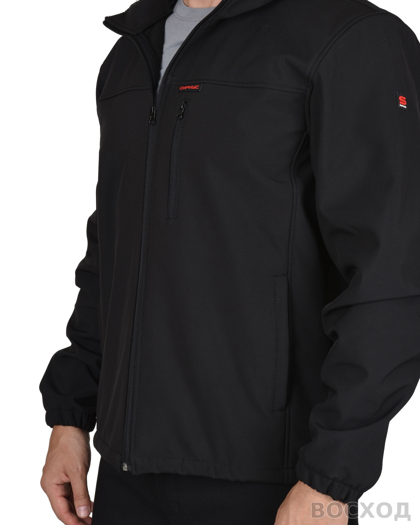 Костюм СИРИУС-АЗОВ с капюшоном черный софтшелл пл 350 г/кв.м