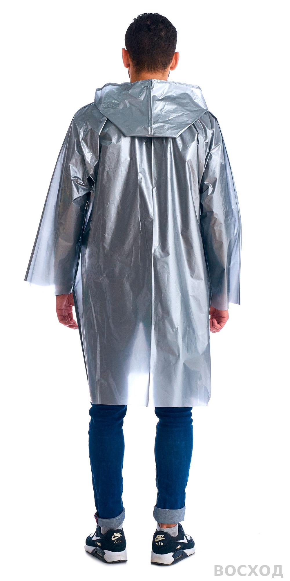 Плащ-дождевик СИРИУС-ЛЮКС на липучке ПВД 80 мкр. пропаянные швы, серебряный