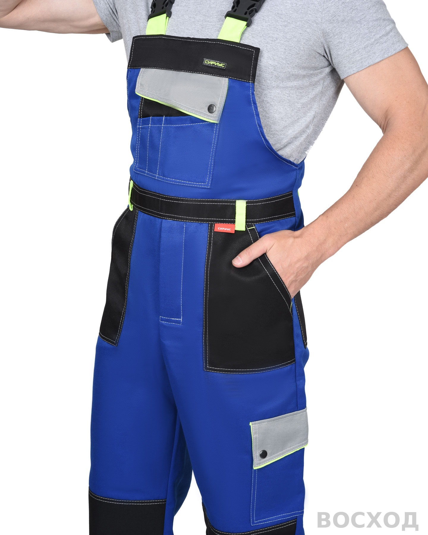 Костюм СИРИУС-ПОЛИНОМ куртка, п/к василек с черным и СОП 50 мм