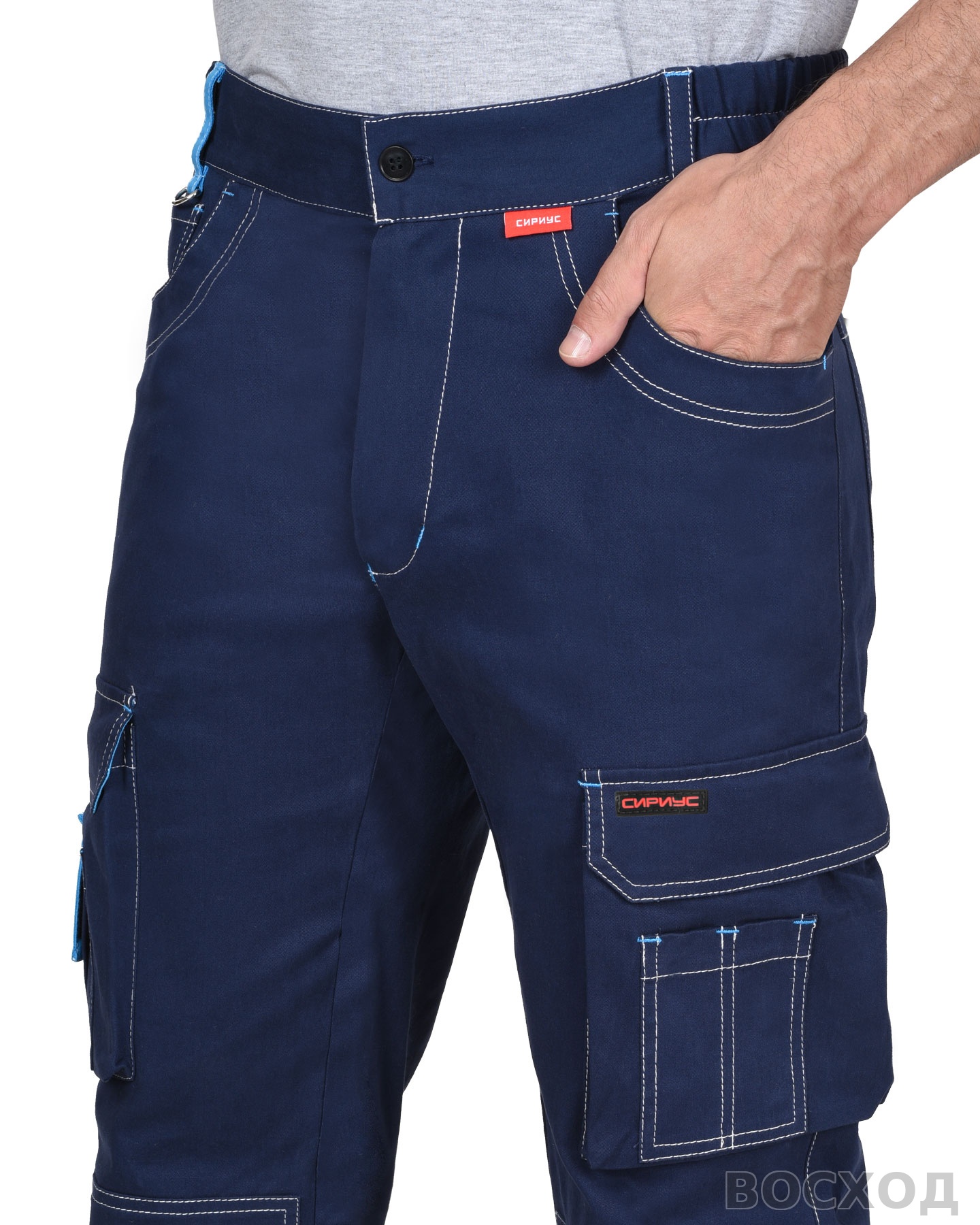 Брюки СИРИУС-ДЖЕТ синие с голубым тк. мех. стрейч с ВО