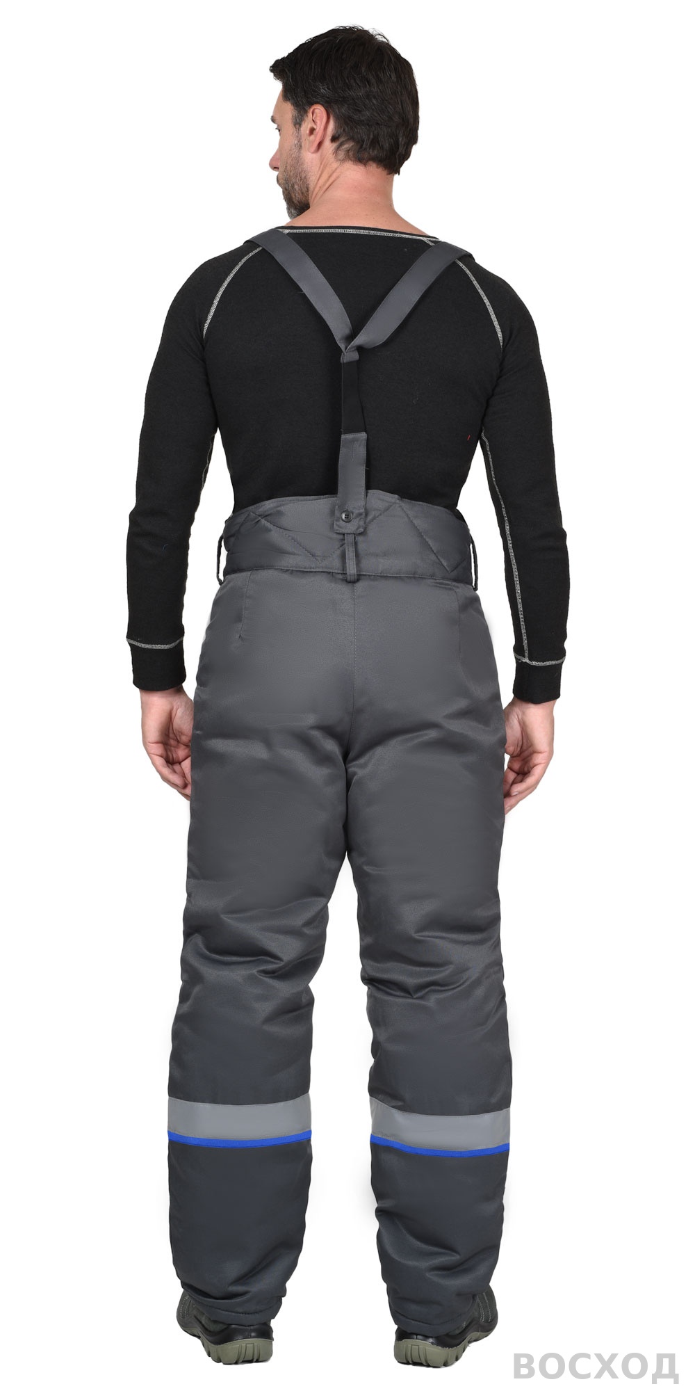 Костюм СИРИУС-РОСТ-АРКТИКА куртка, брюки, т.серый с васильковым и СОП 50 мм