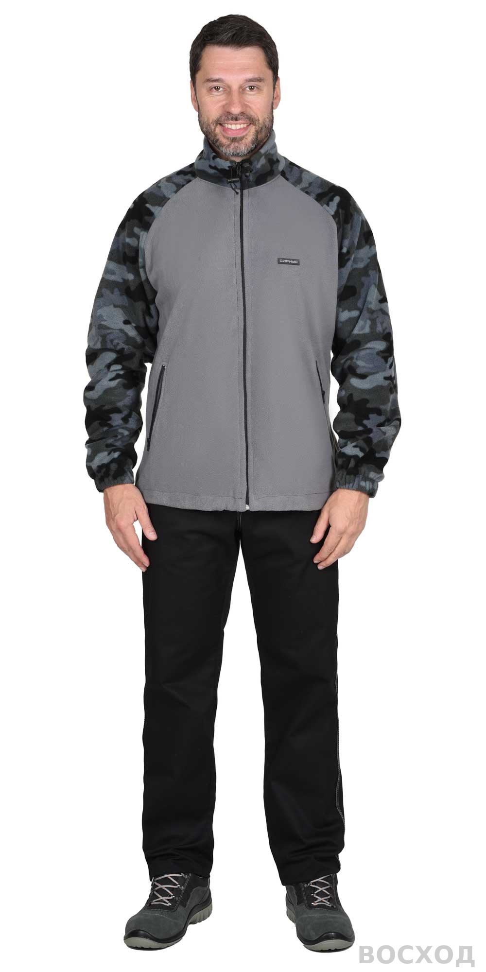 Куртка флисовая т.серая с КМФ Мультикам