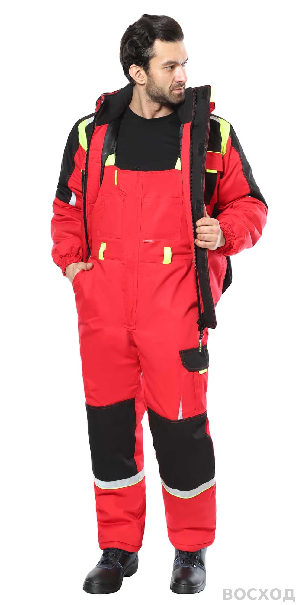 Костюм СИРИУС-СТАН куртка, п/к, с черным и лимонной отделкой