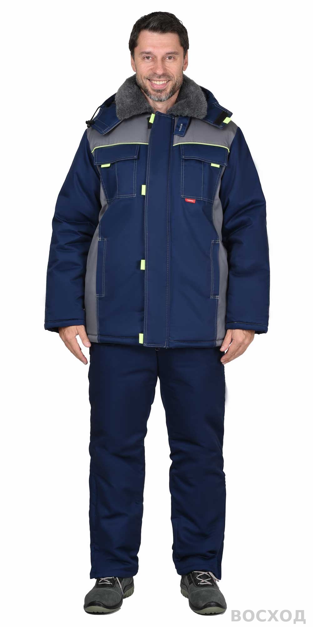 Костюм СИРИУС-ФАВОРИТ зимний: куртка, брюки т. со ср.серым