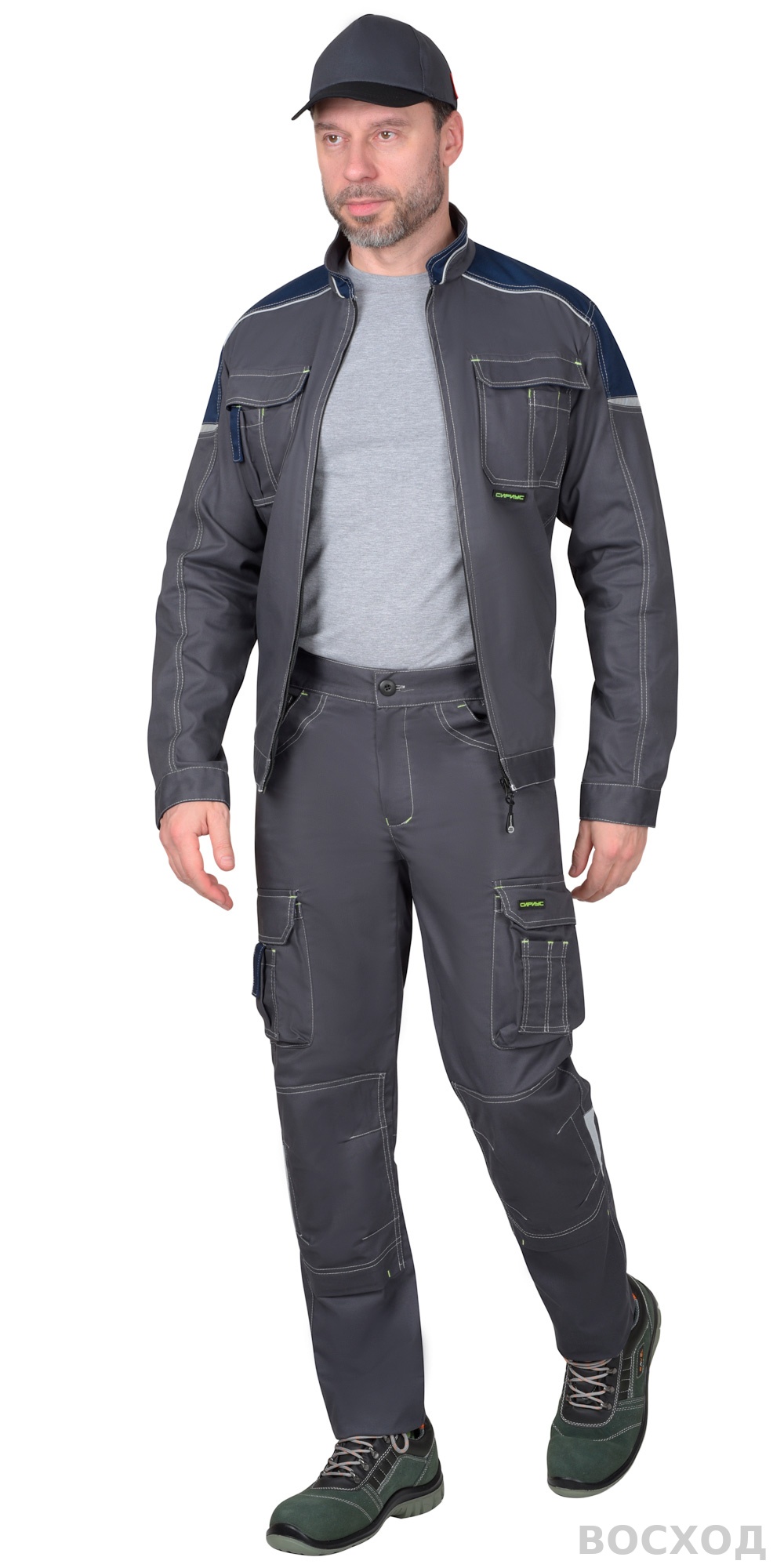 Костюм СИРИУС-ДЖЕТ куртка, брюки т- с синим тк. мех. стрейч с ВО